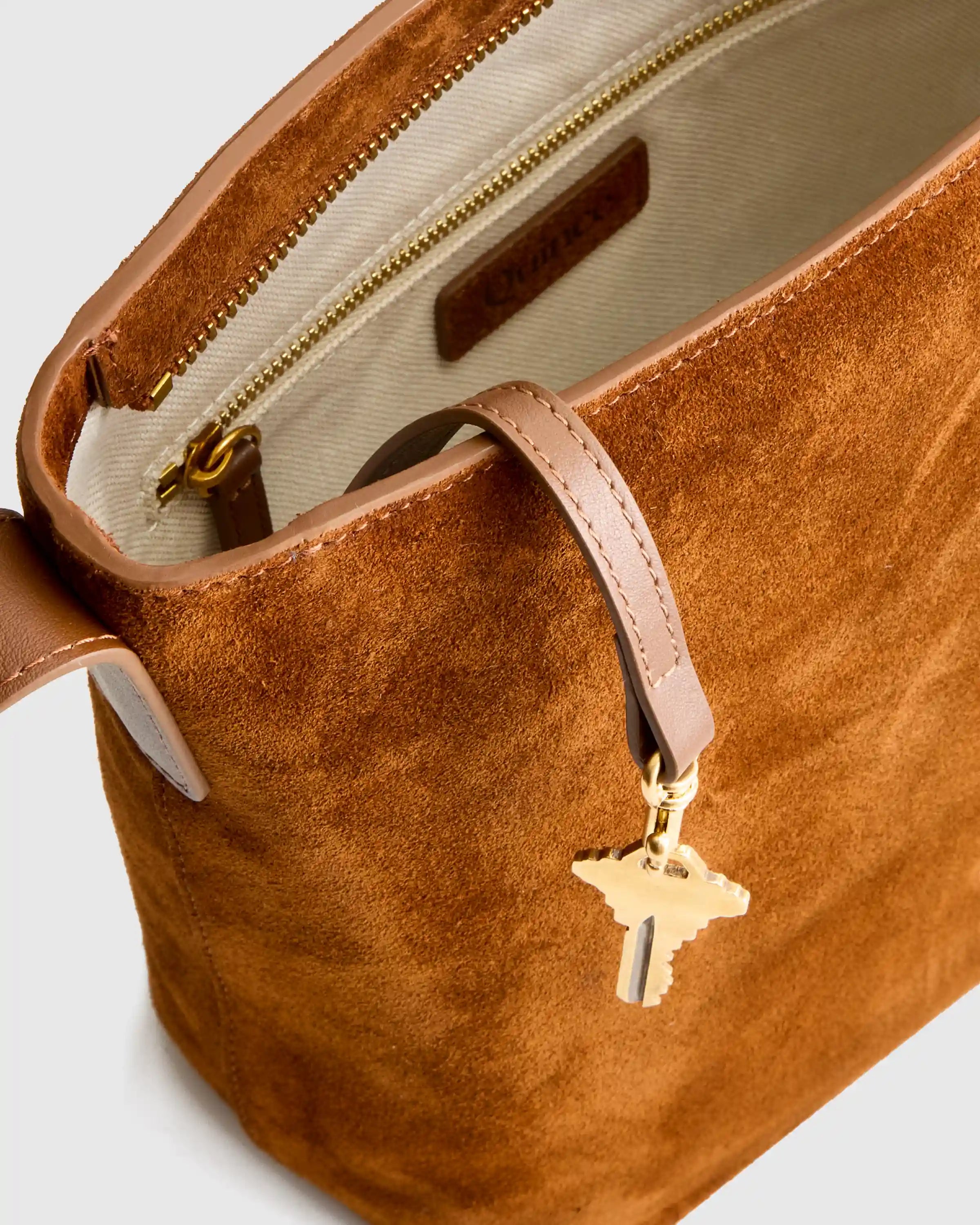 Italian Suede Bucket Crossbody