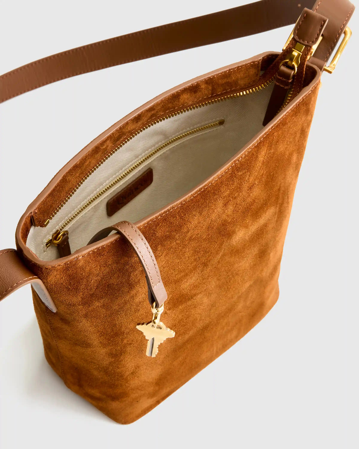 Italian Suede Bucket Crossbody