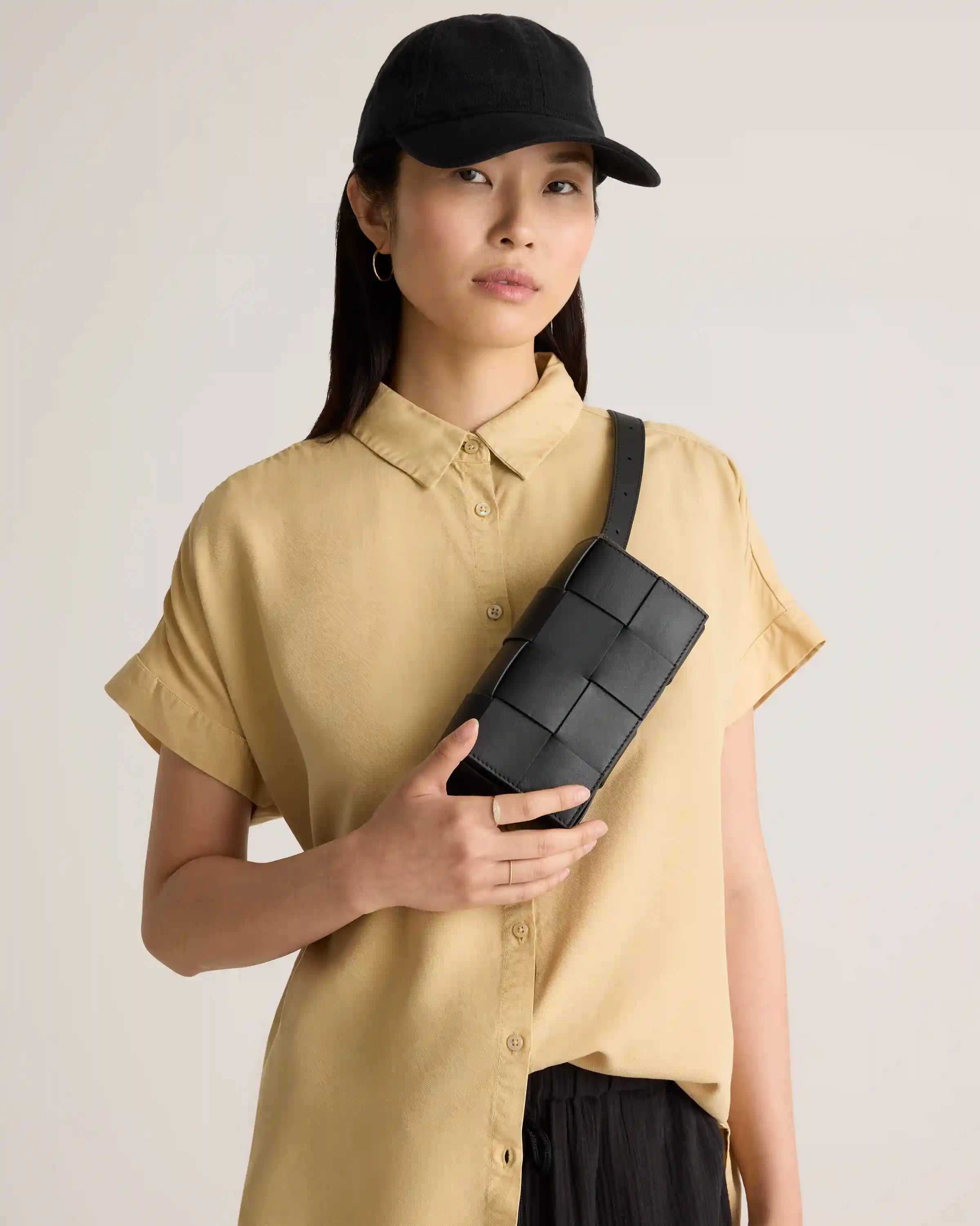 Italian Leather Handwoven Box Belt Bag