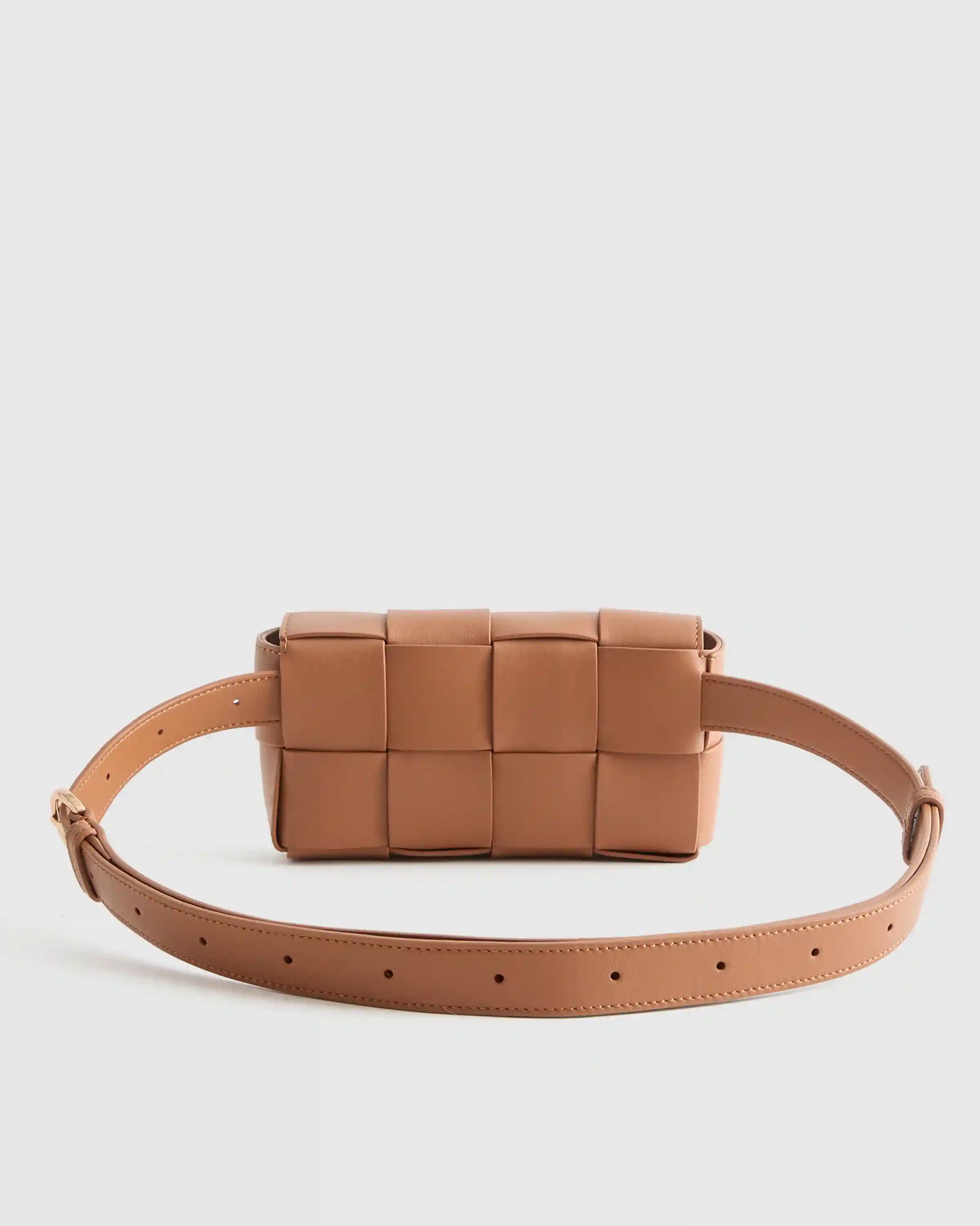 Italian Leather Handwoven Box Belt Bag