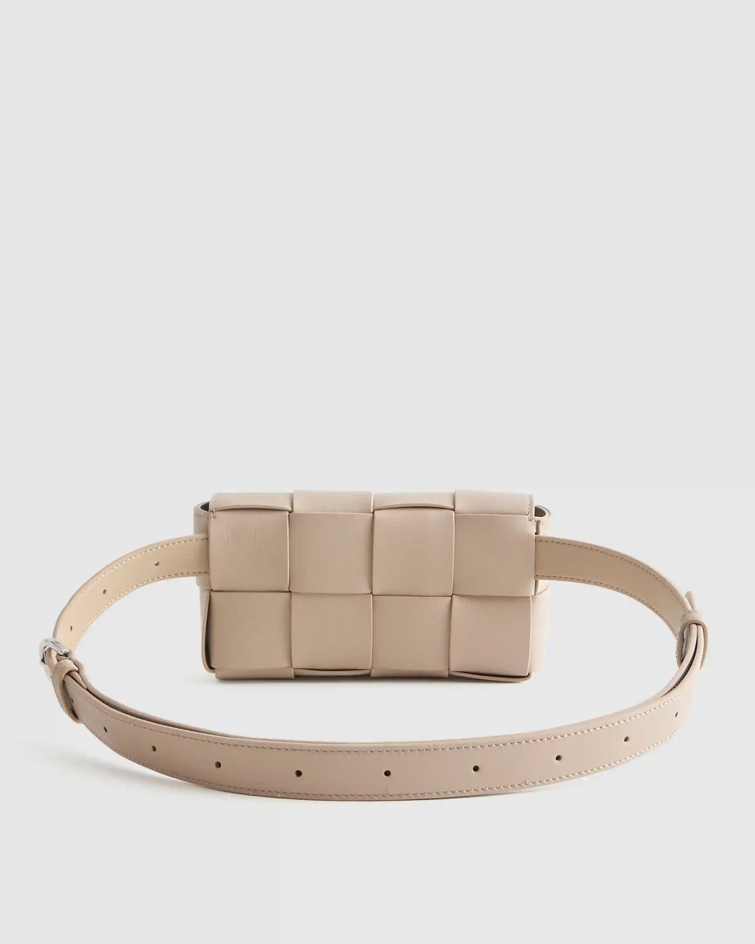 Italian Leather Handwoven Box Belt Bag