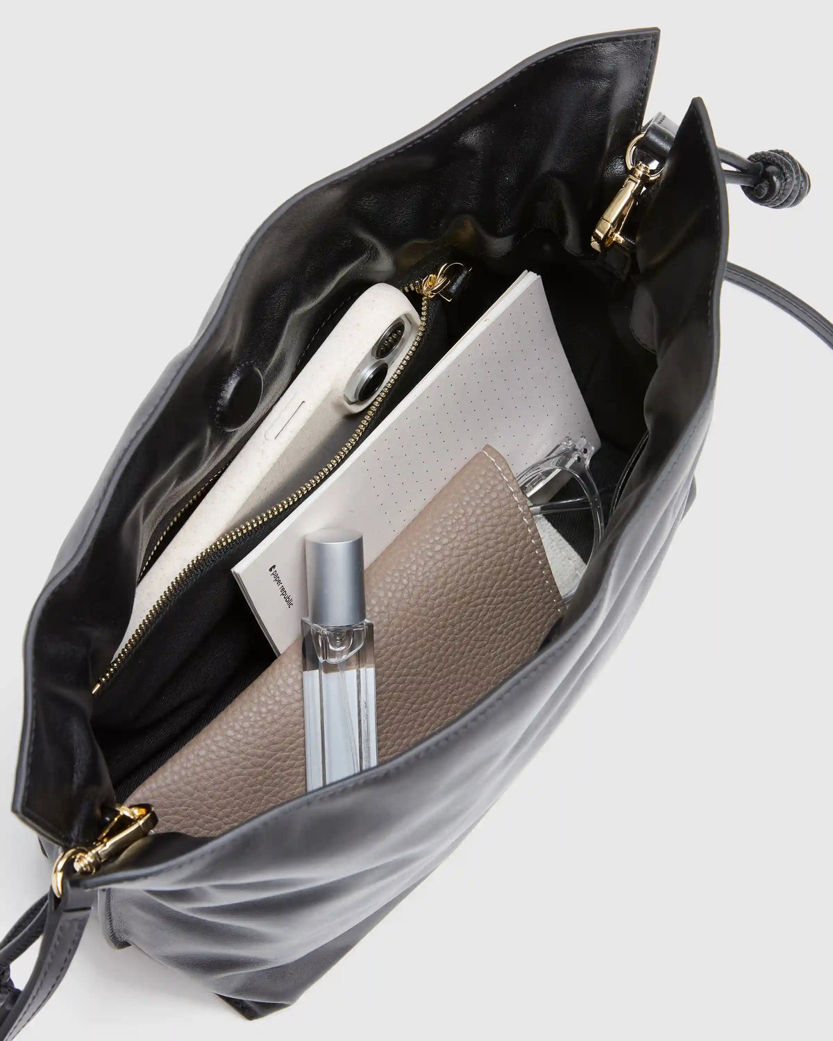 Italian Leather Drawstring Pouch Crossbody