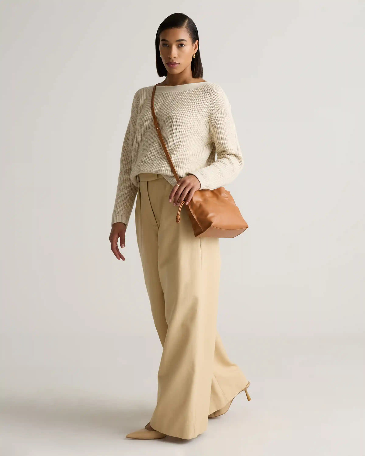 Italian Leather Drawstring Pouch Crossbody