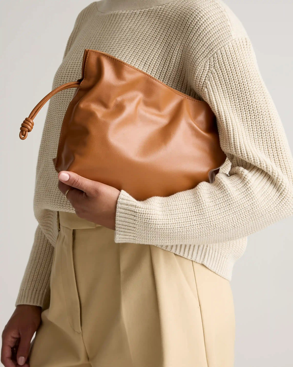 Italian Leather Drawstring Pouch Crossbody
