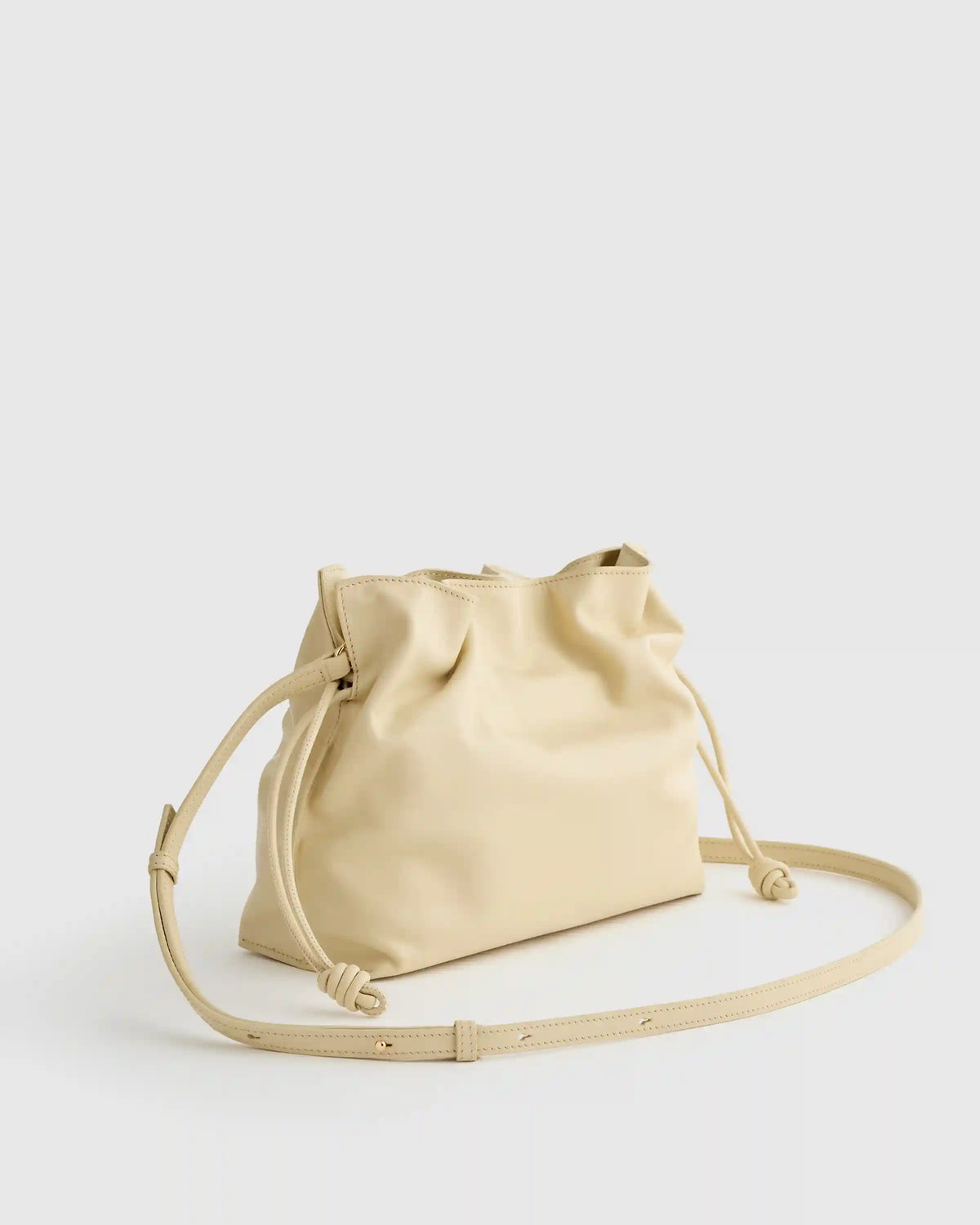 Italian Leather Drawstring Pouch Crossbody