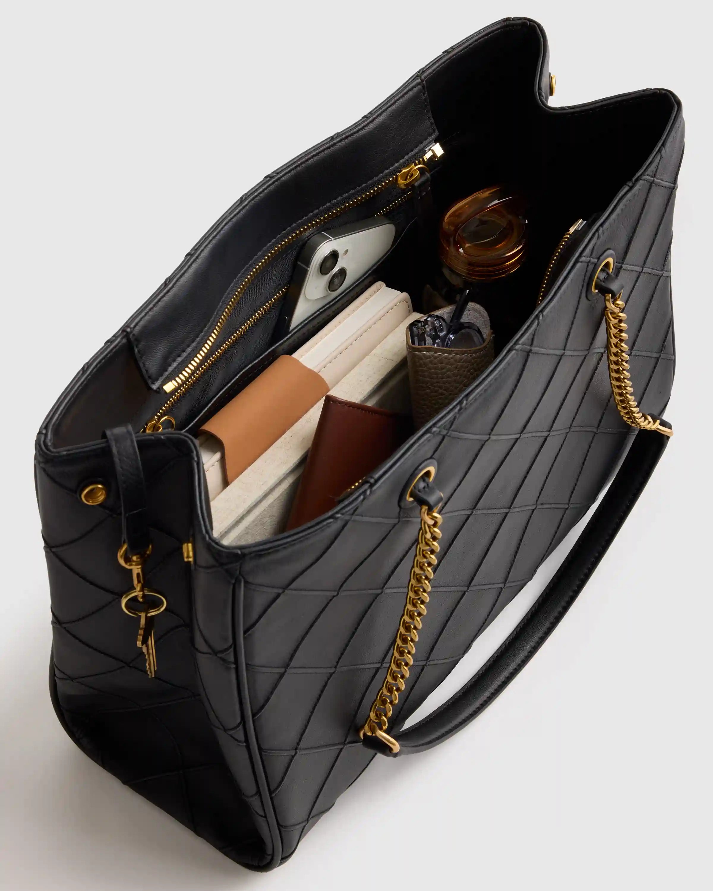Italian Leather Diamond Stitch Tote