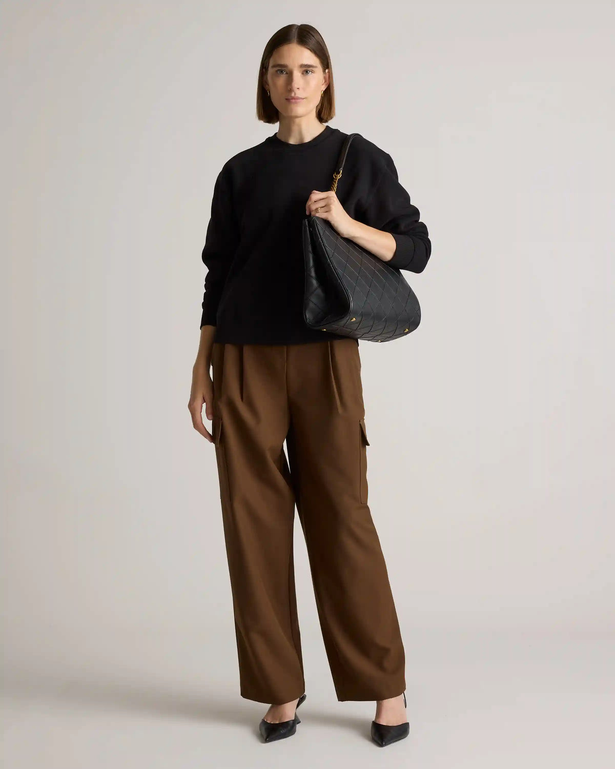 Italian Leather Diamond Stitch Tote
