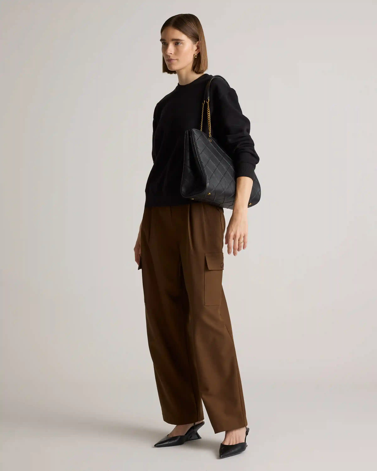 Italian Leather Diamond Stitch Tote