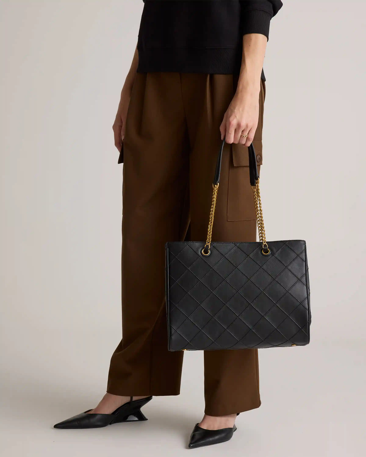 Italian Leather Diamond Stitch Tote