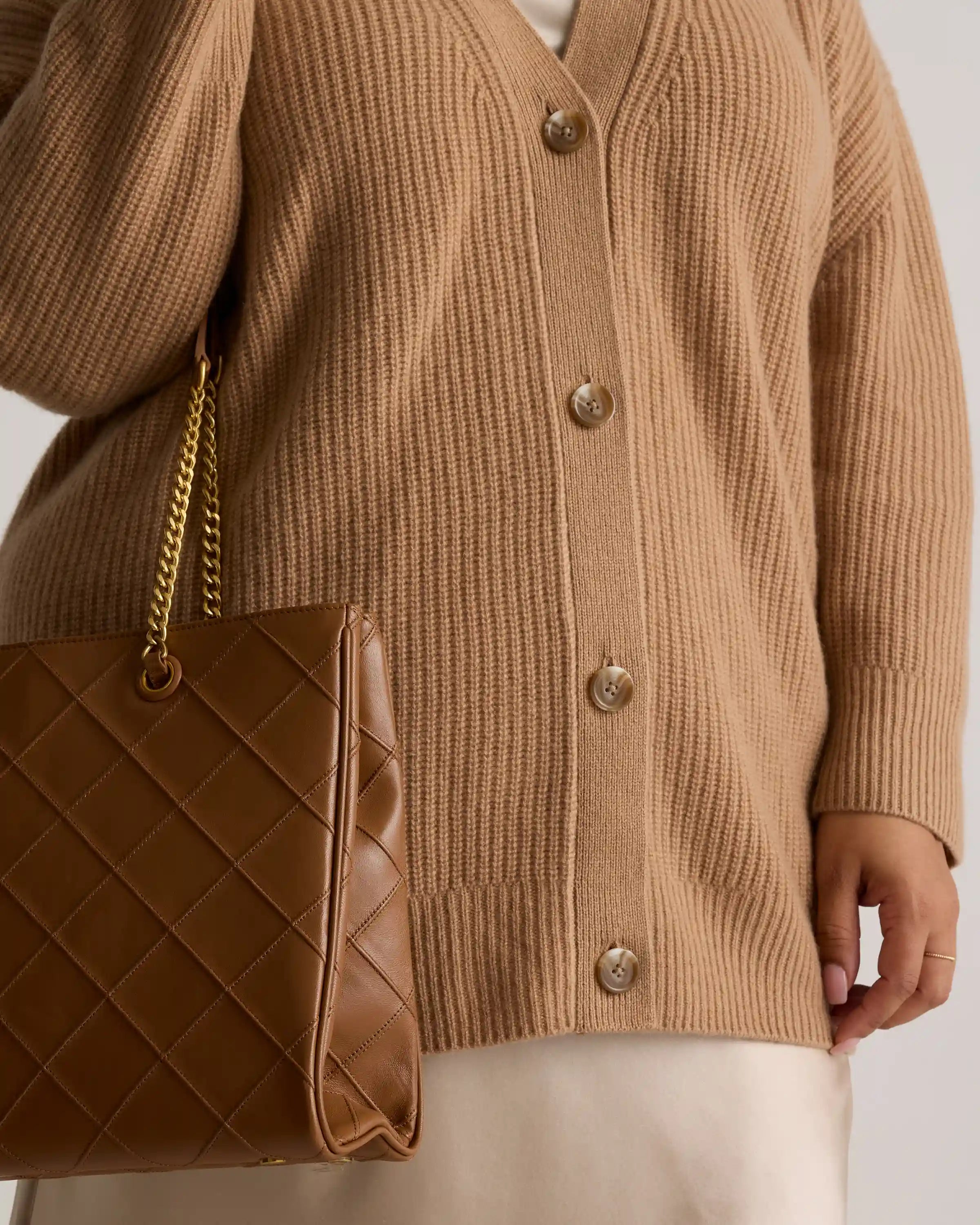 Italian Leather Diamond Stitch Tote
