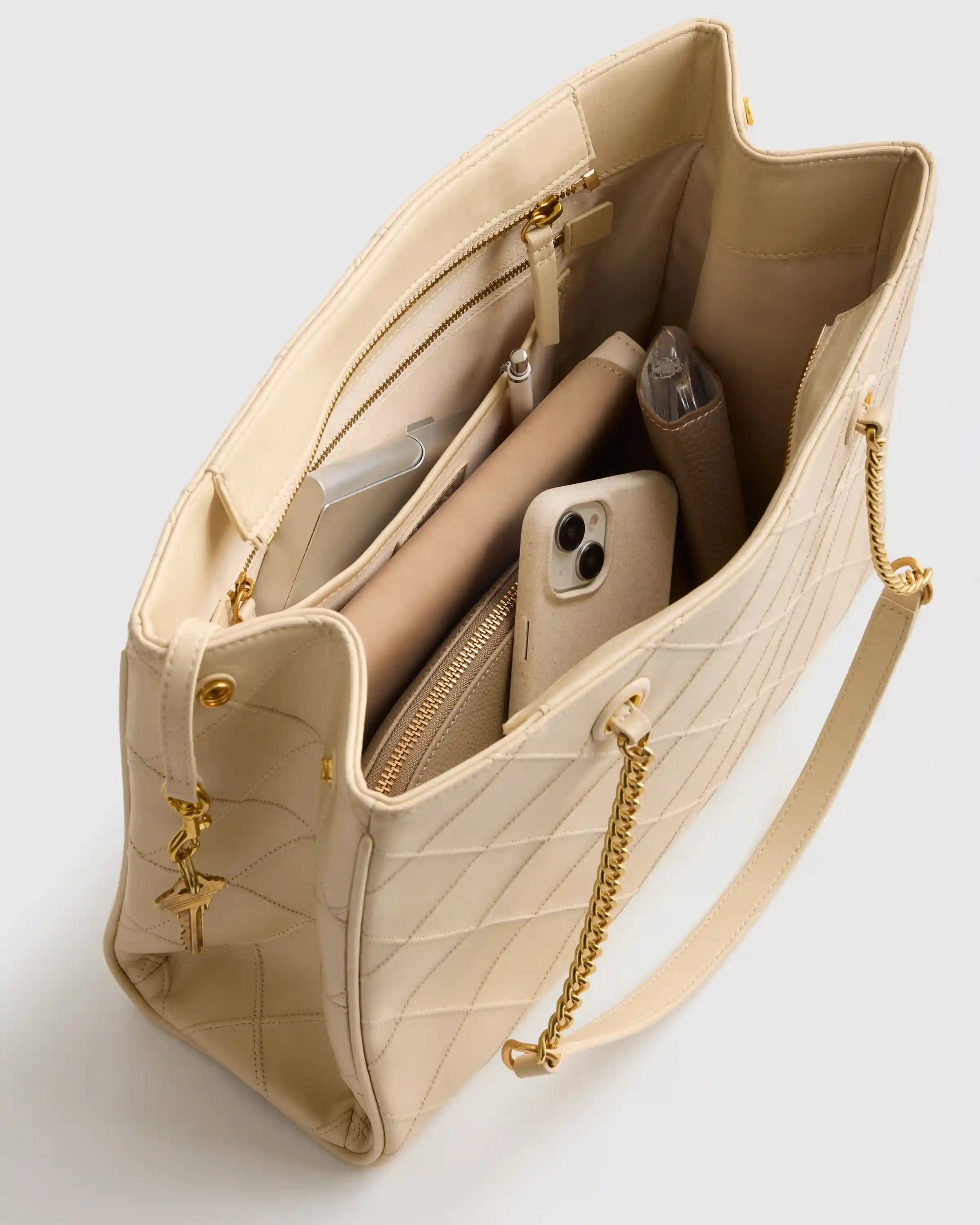 Italian Leather Diamond Stitch Tote