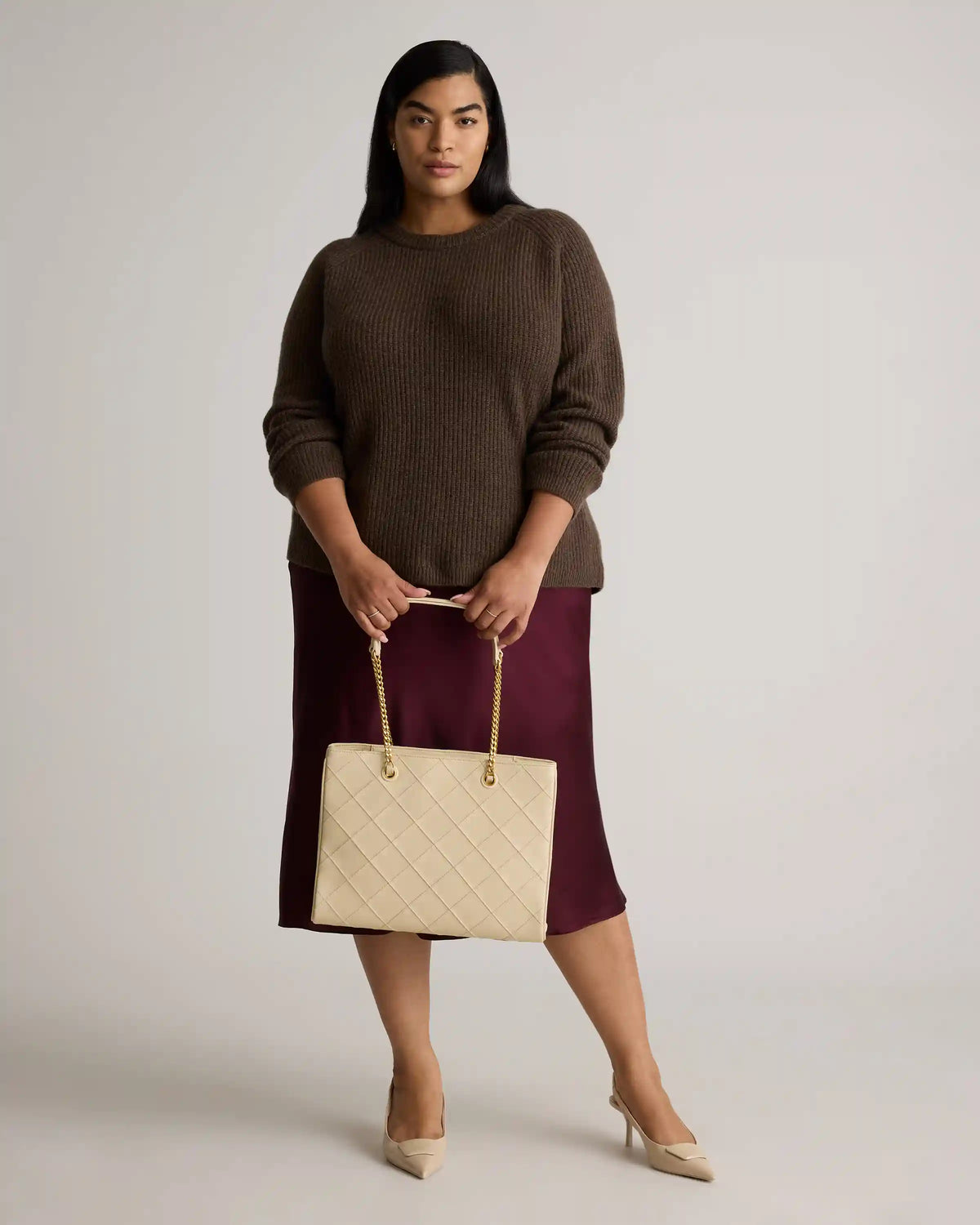 Italian Leather Diamond Stitch Tote