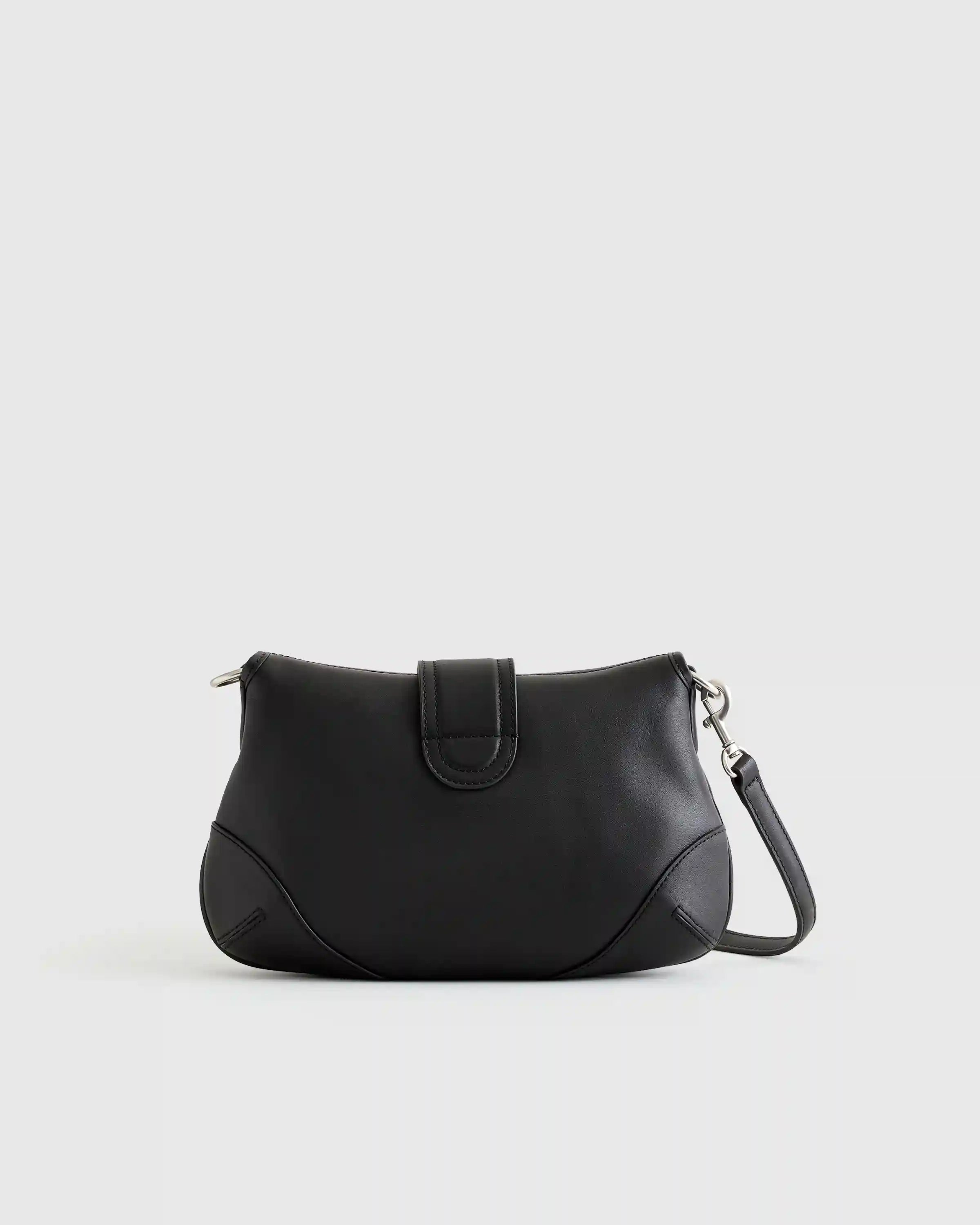 Italian Leather Buckle Detail Shoulder Bag