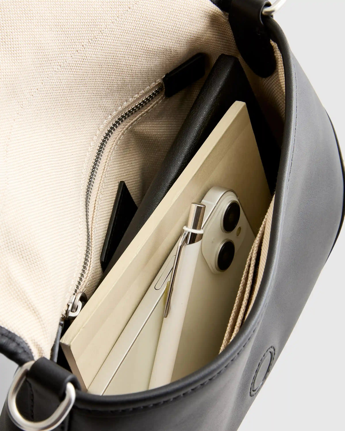 Italian Leather Buckle Detail Shoulder Bag