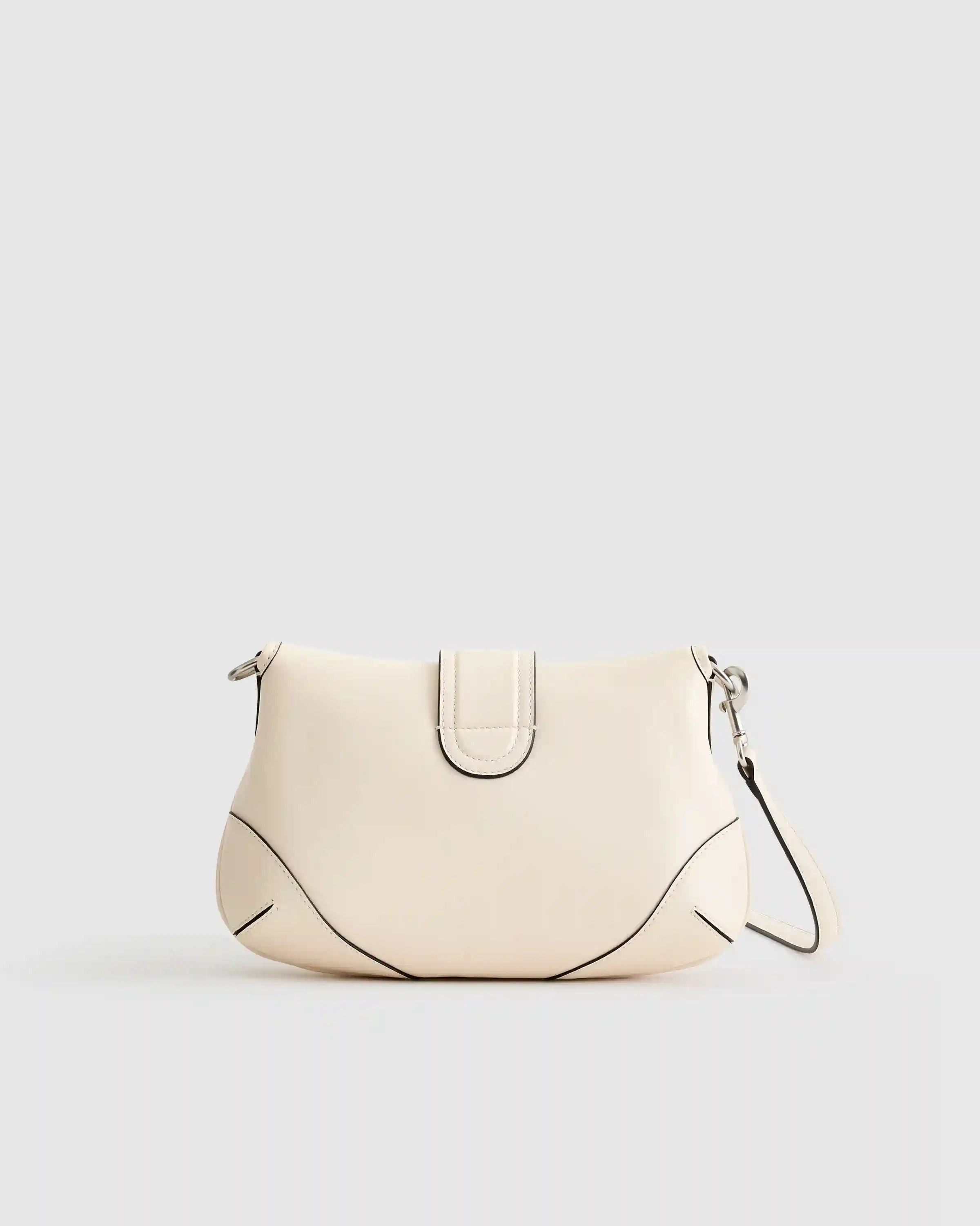 Italian Leather Buckle Detail Shoulder Bag