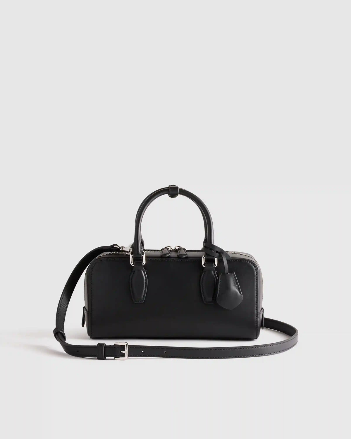 Italian Leather Mini Bowler Crossbody Satchel
