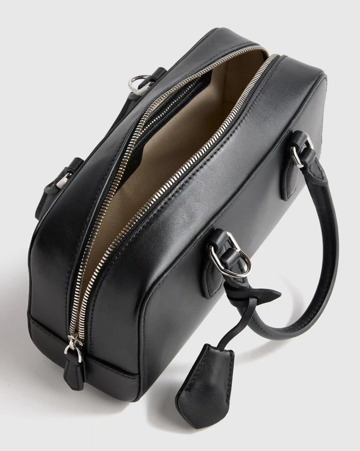 Italian Leather Mini Bowler Crossbody Satchel