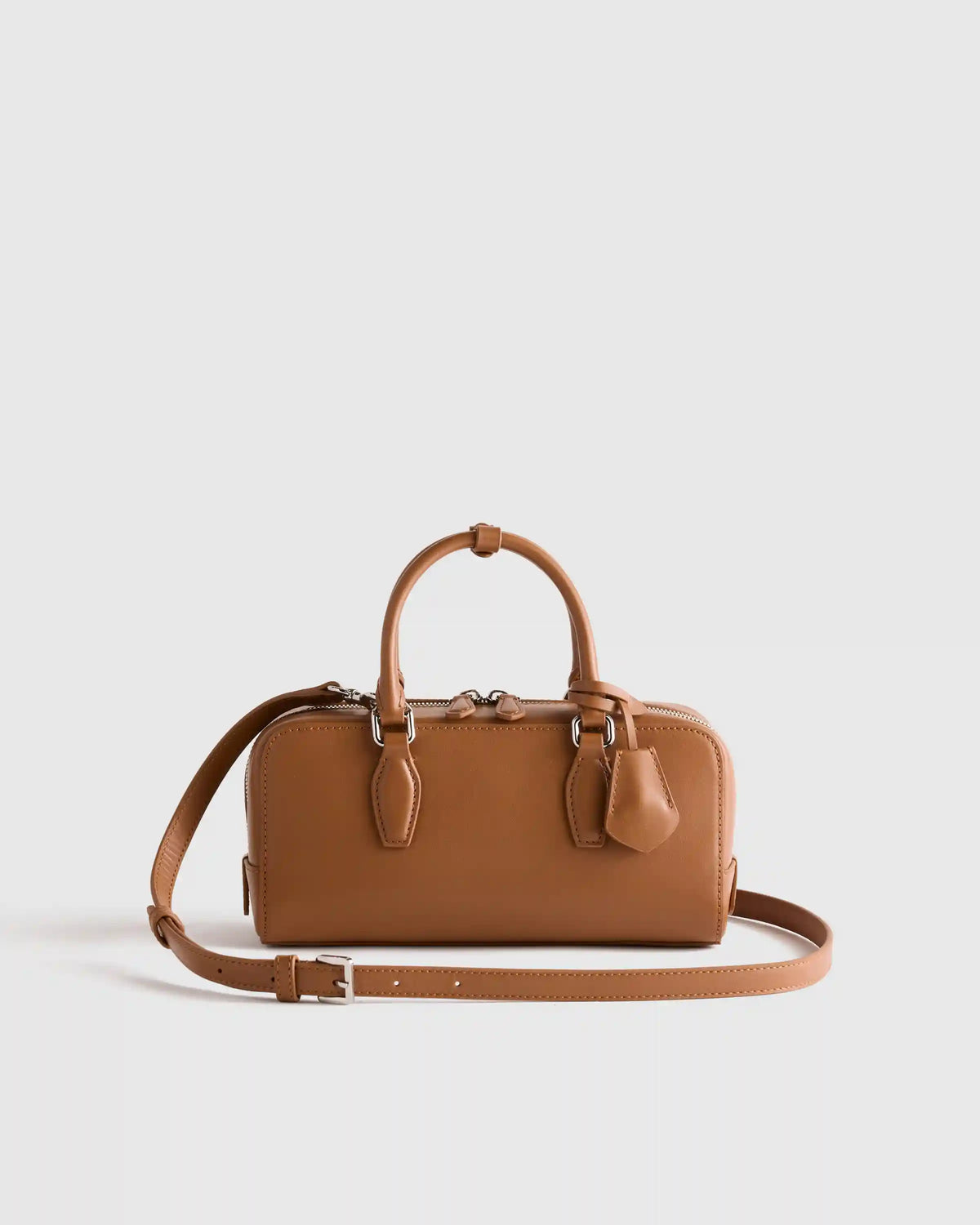 Italian Leather Mini Bowler Crossbody Satchel