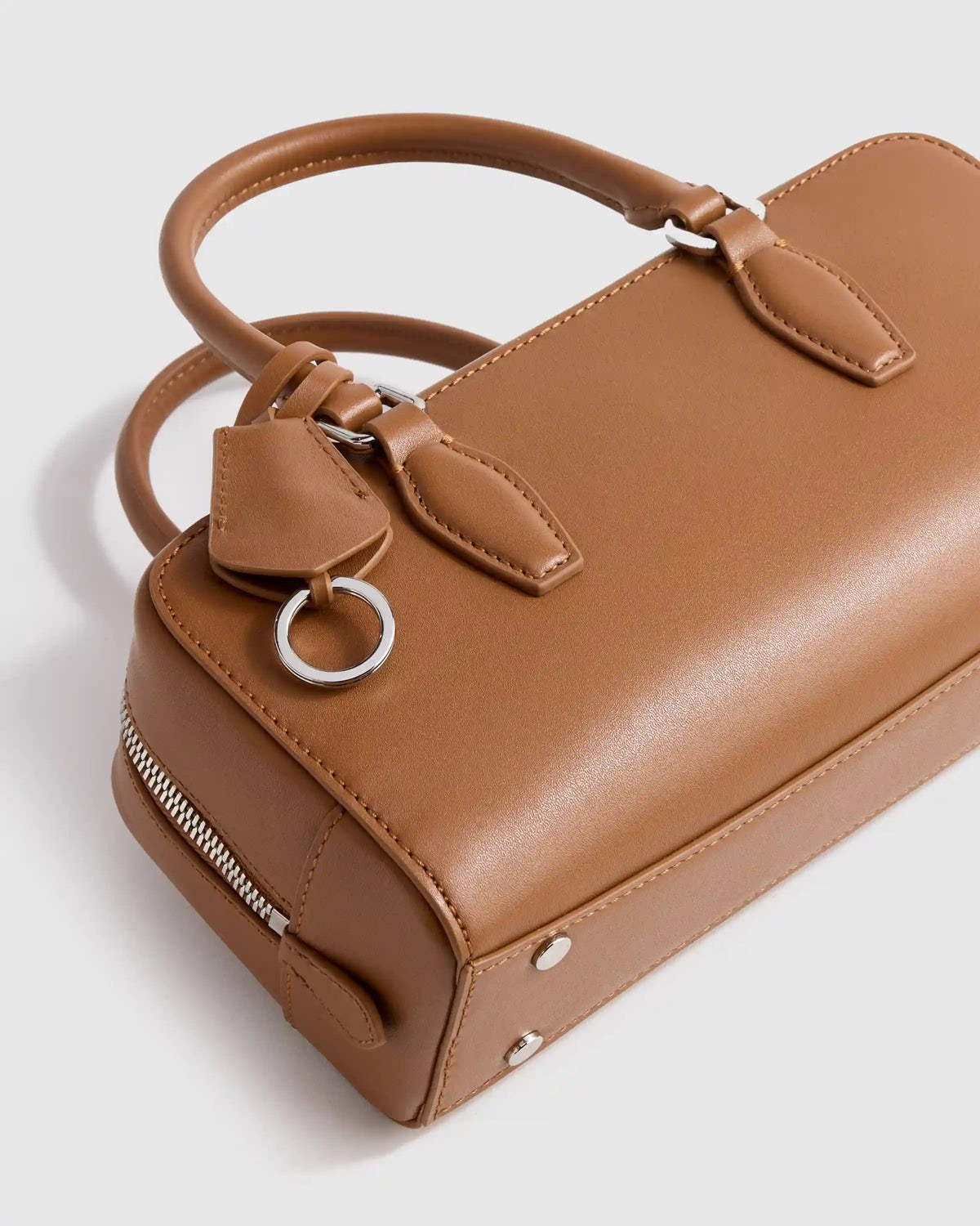 Italian Leather Mini Bowler Crossbody Satchel