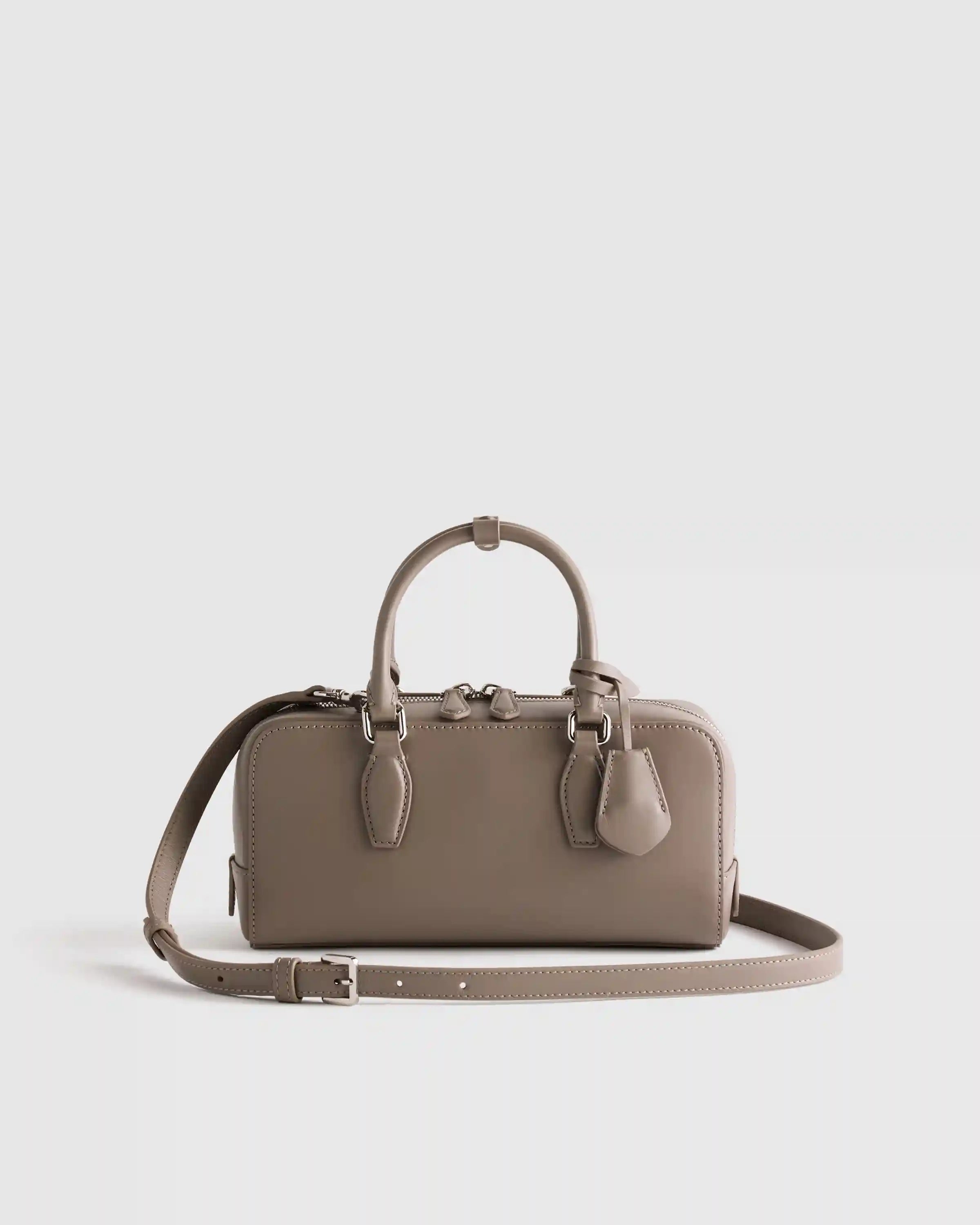 Italian Leather Mini Bowler Crossbody Satchel