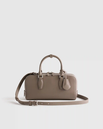 Italian Leather Mini Bowler Crossbody Satchel