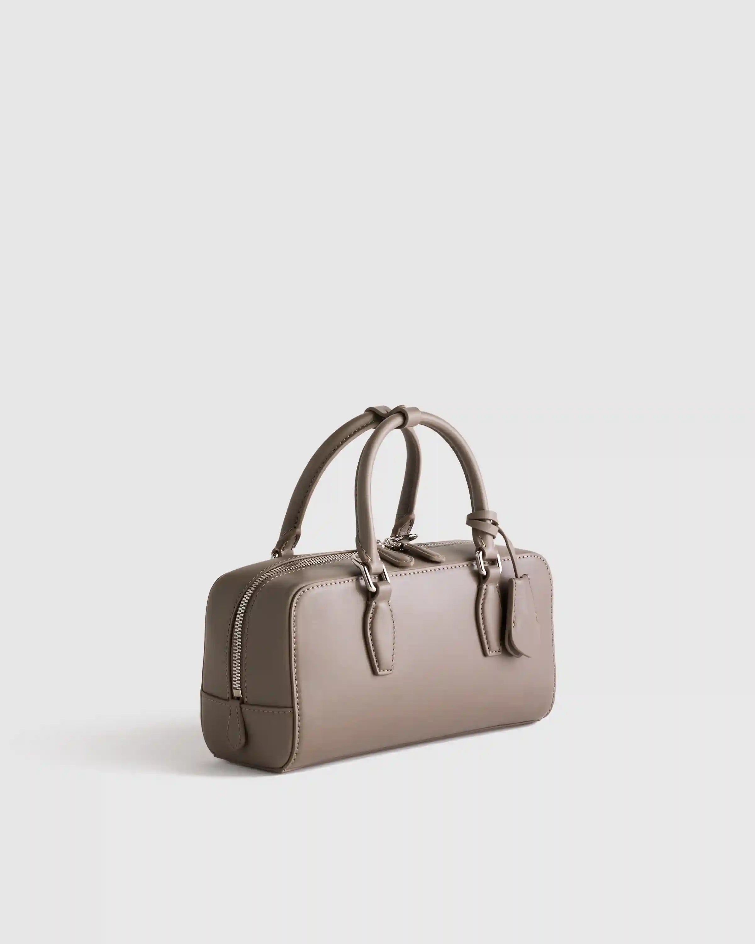 Italian Leather Mini Bowler Crossbody Satchel