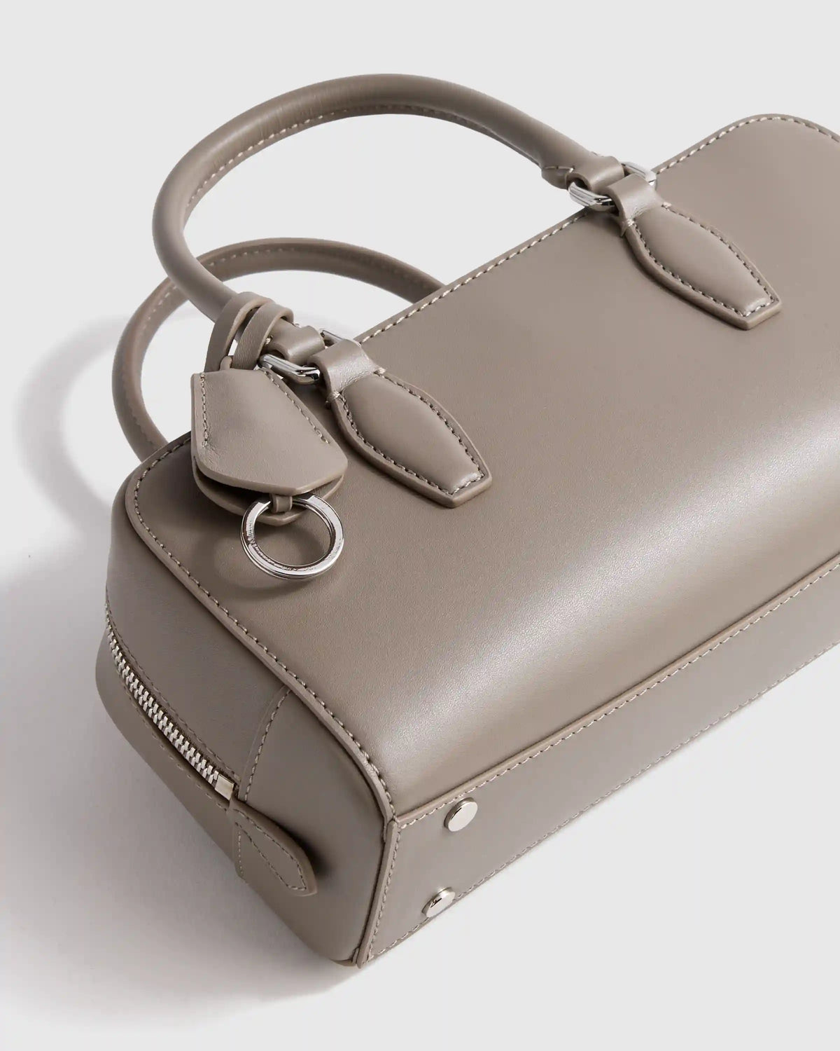 Italian Leather Mini Bowler Crossbody Satchel