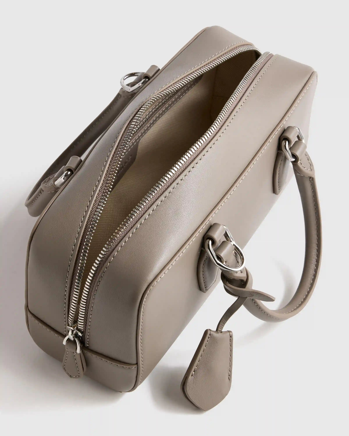 Italian Leather Mini Bowler Crossbody Satchel