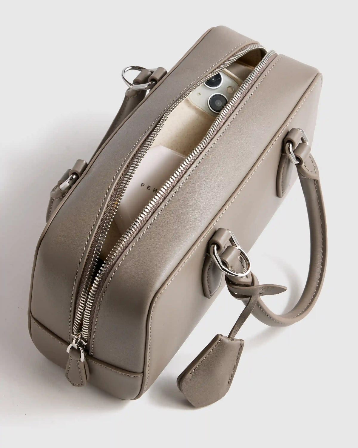Italian Leather Mini Bowler Crossbody Satchel