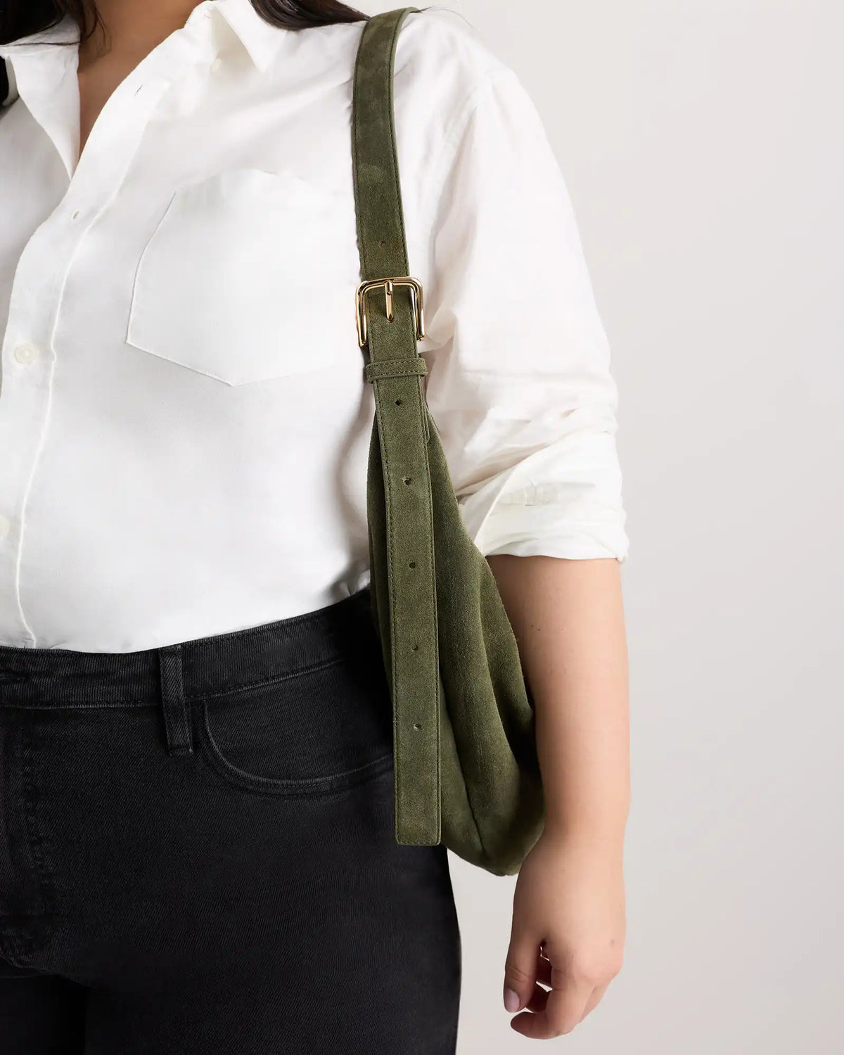 Italian Suede Crescent Shoulder Bag