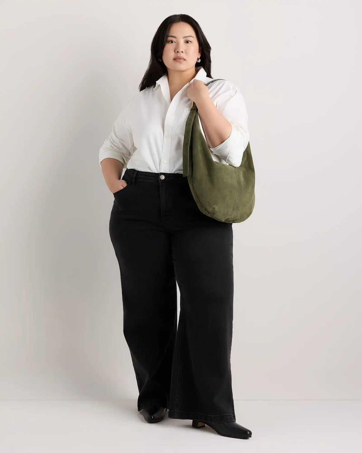 Italian Suede Crescent Shoulder Bag