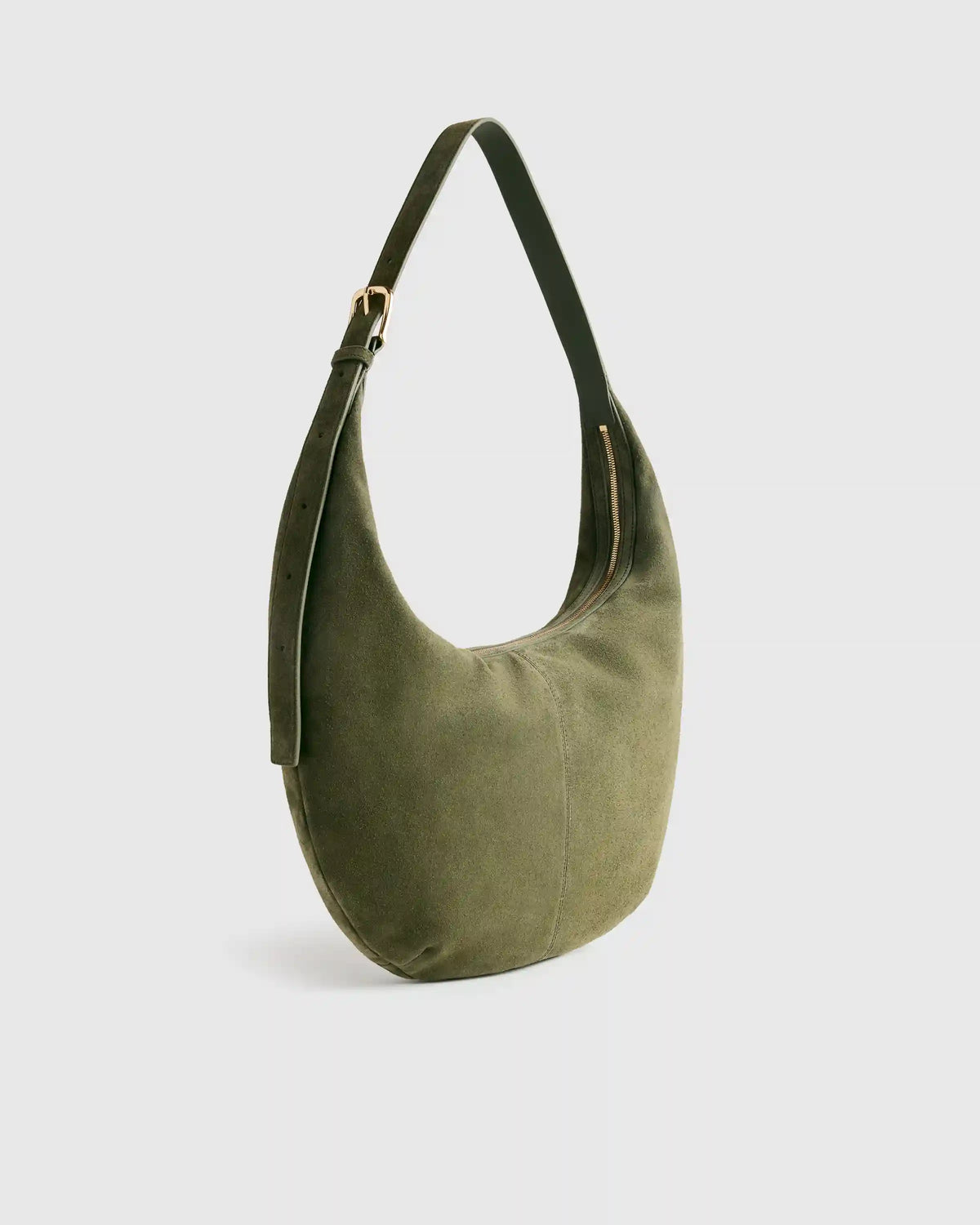Italian Suede Crescent Shoulder Bag