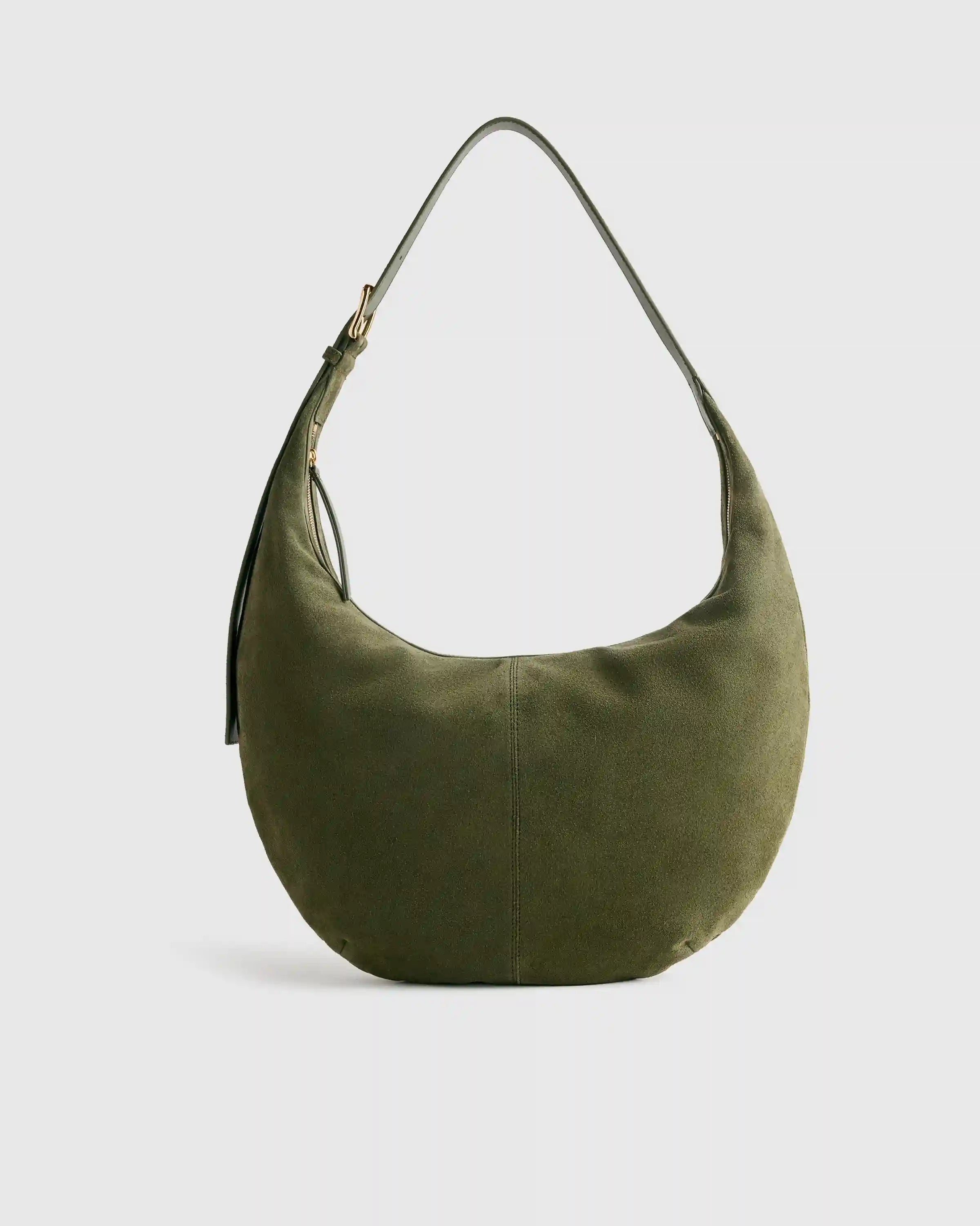 Italian Suede Crescent Shoulder Bag