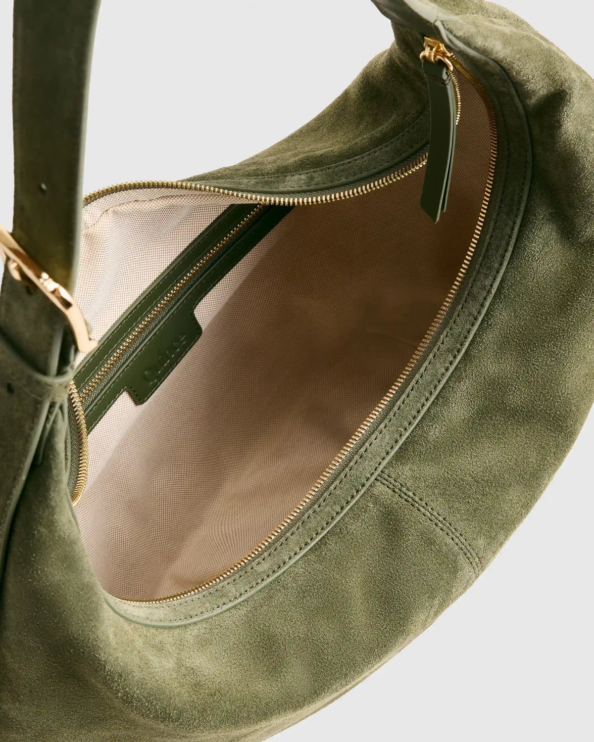 Italian Suede Crescent Shoulder Bag