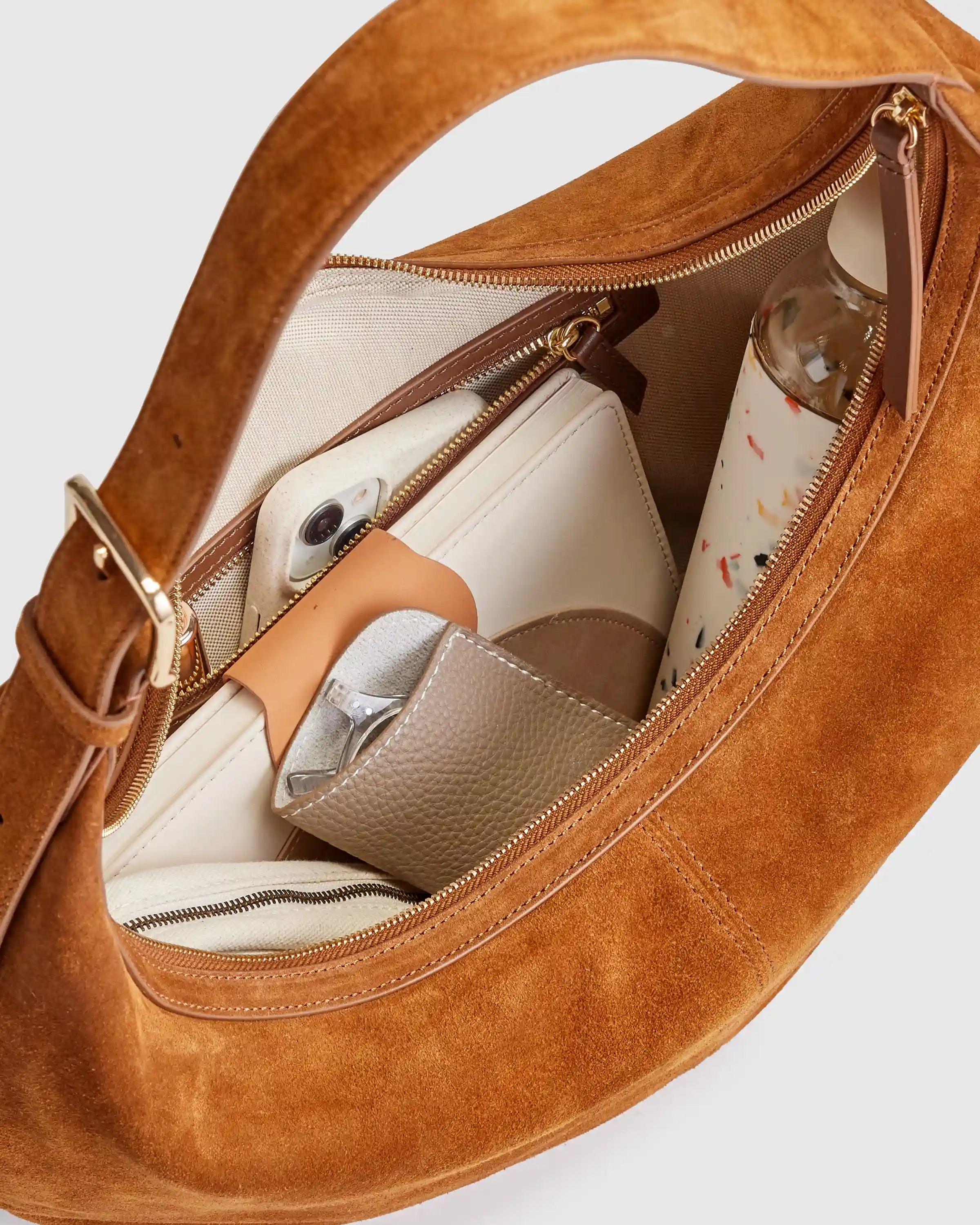 Italian Suede Crescent Shoulder Bag