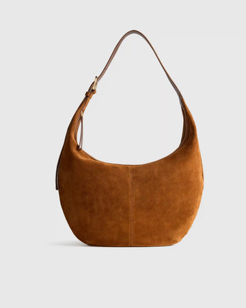 Italian Suede Crescent Shoulder Bag