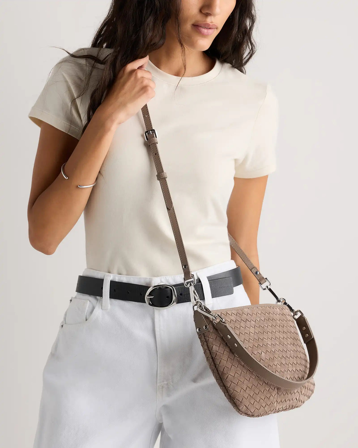 Sloane Suede Handwoven Mini Shoulder Bag