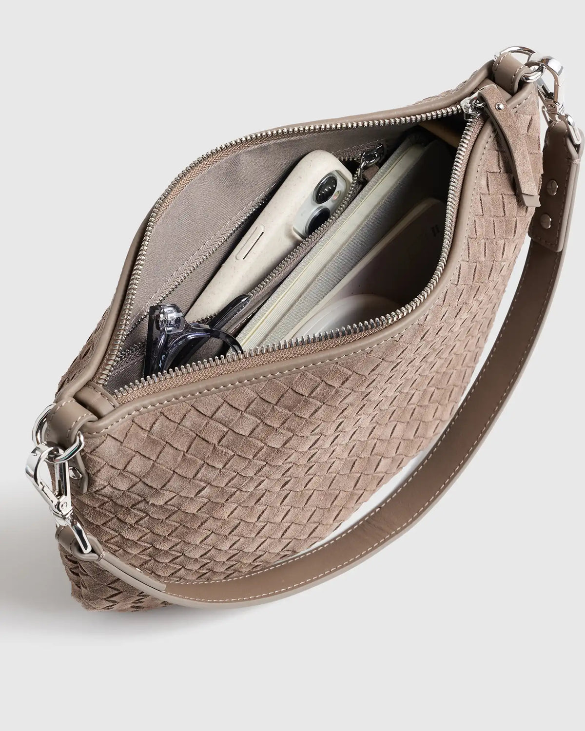 Sloane Suede Handwoven Mini Shoulder Bag