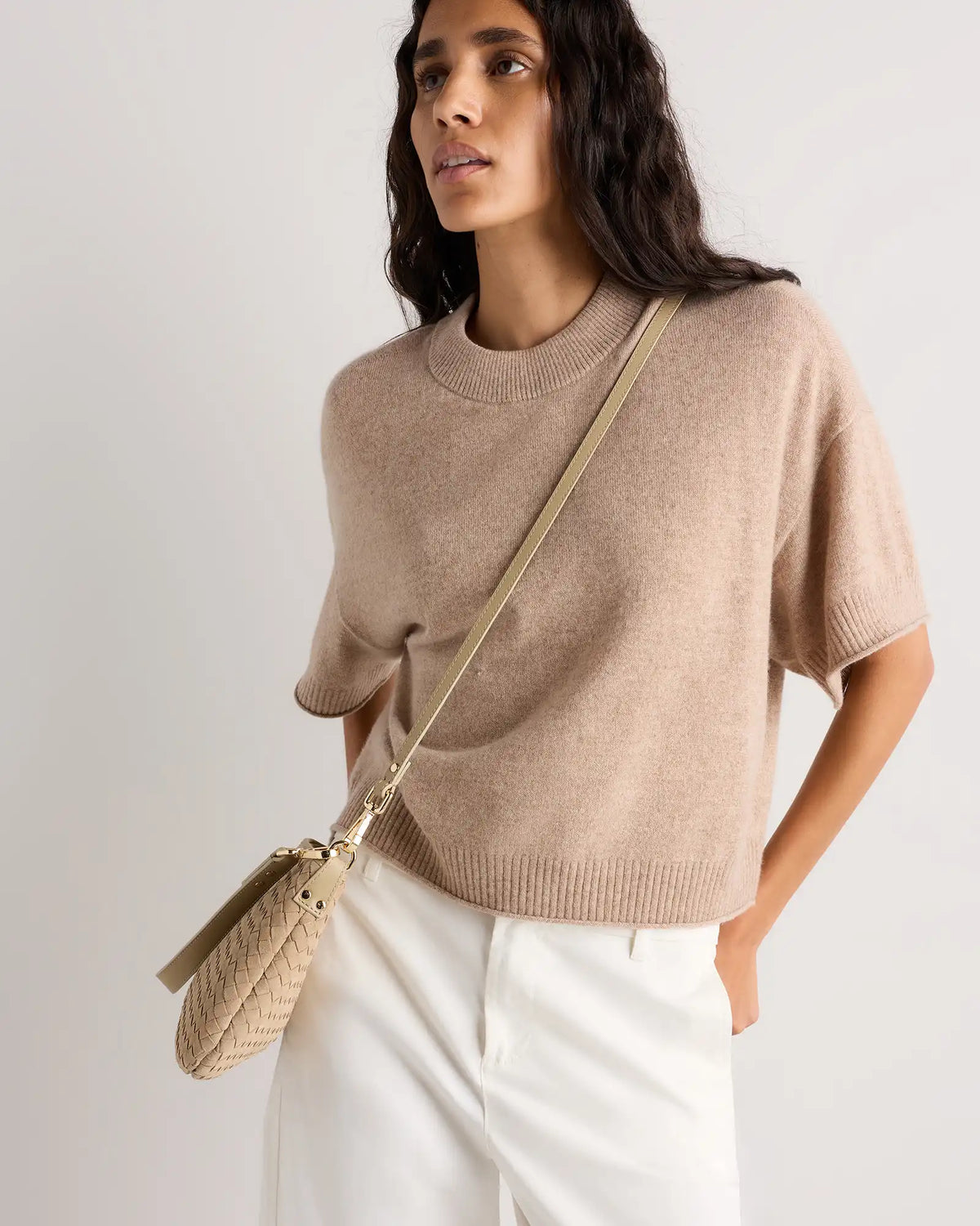 Sloane Suede Handwoven Mini Shoulder Bag