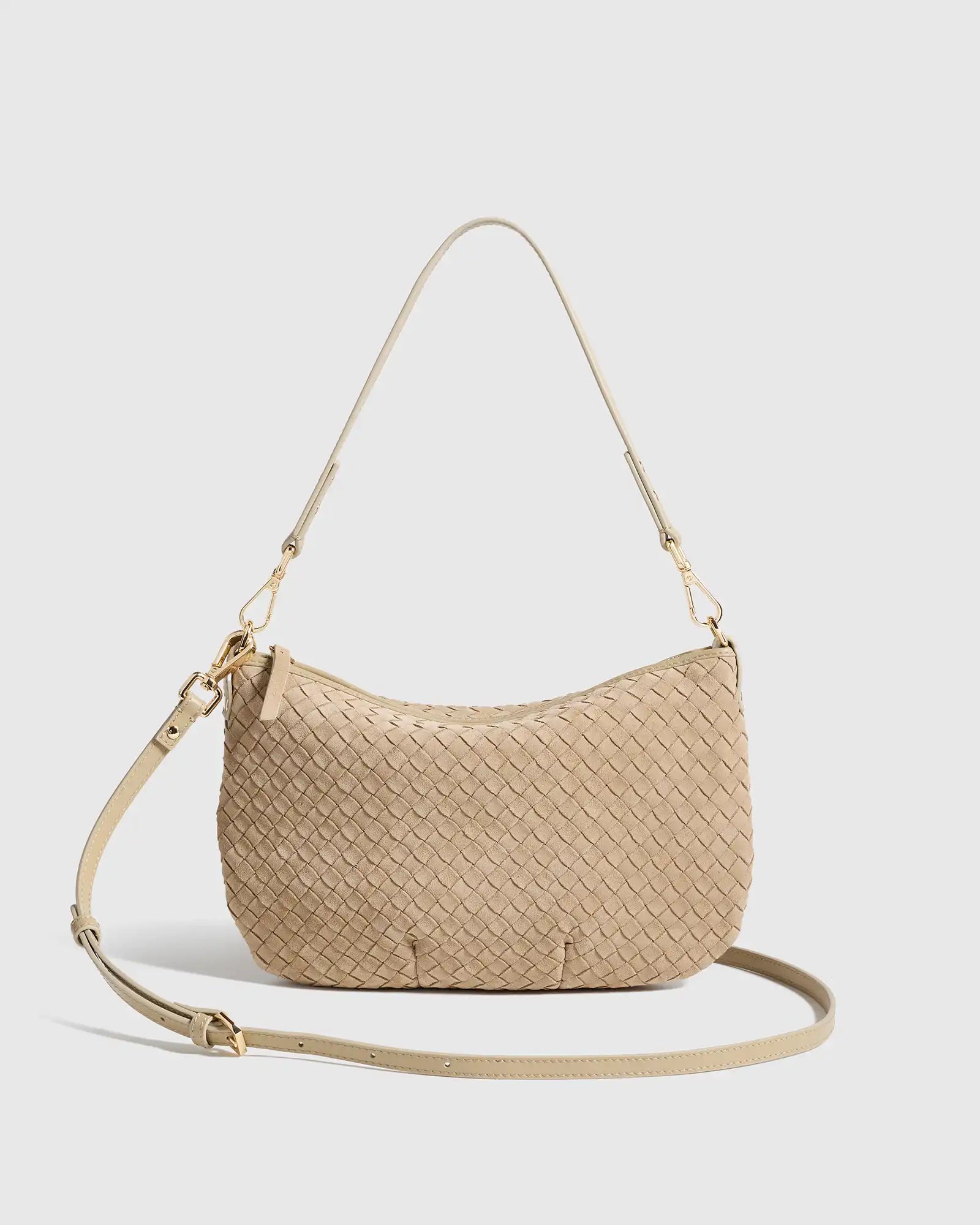 Sloane Suede Handwoven Mini Shoulder Bag
