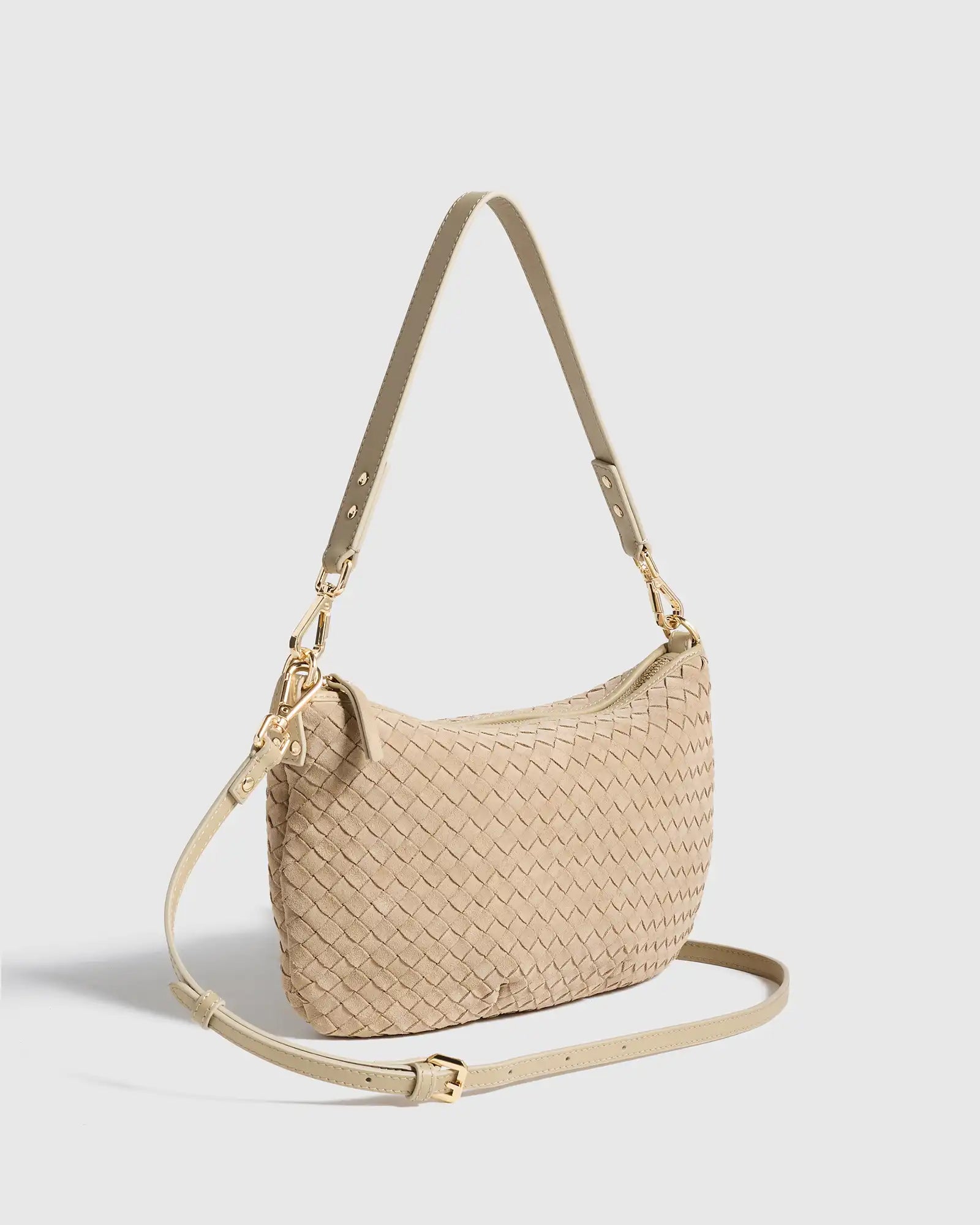 Sloane Suede Handwoven Mini Shoulder Bag