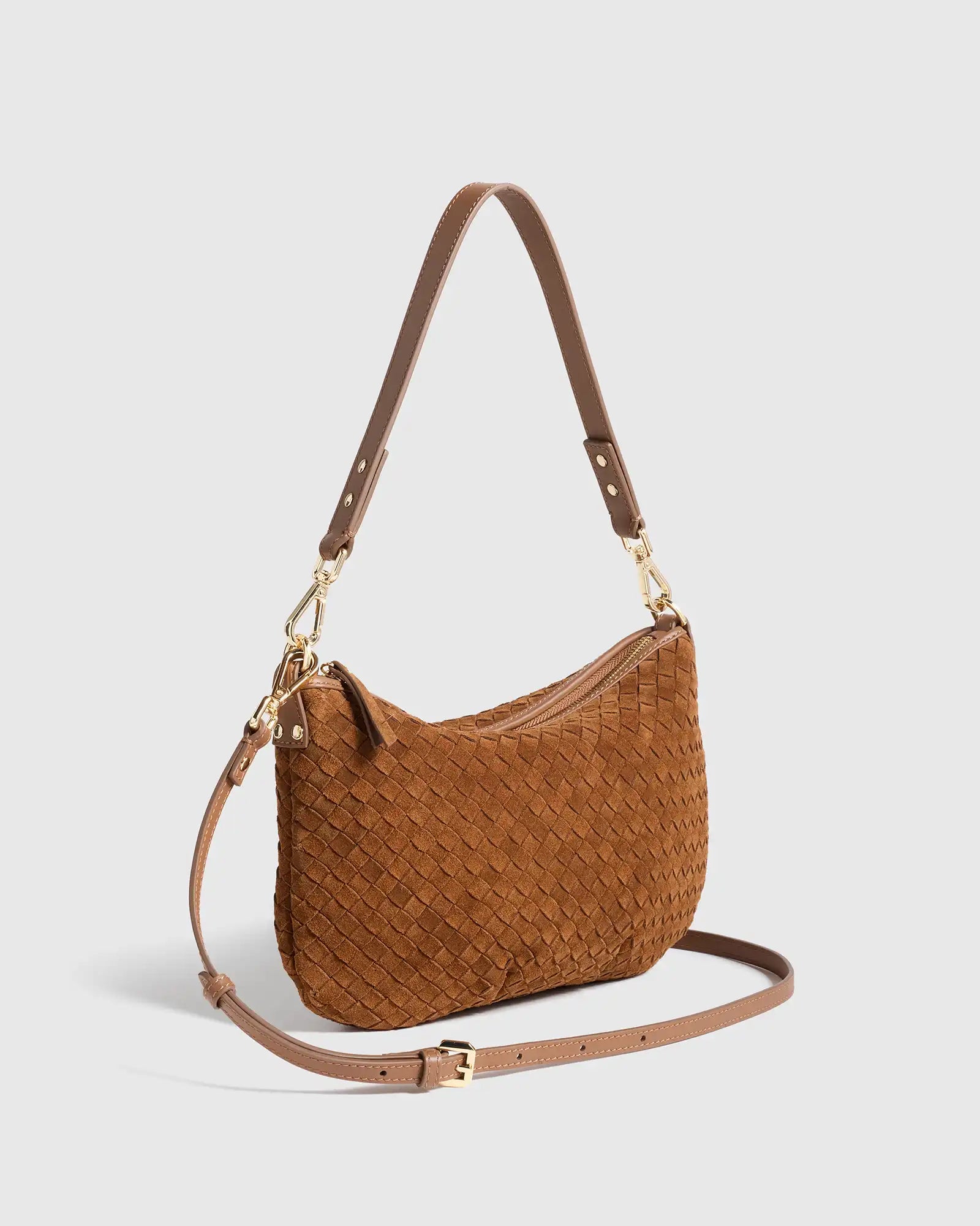 Sloane Suede Handwoven Mini Shoulder Bag