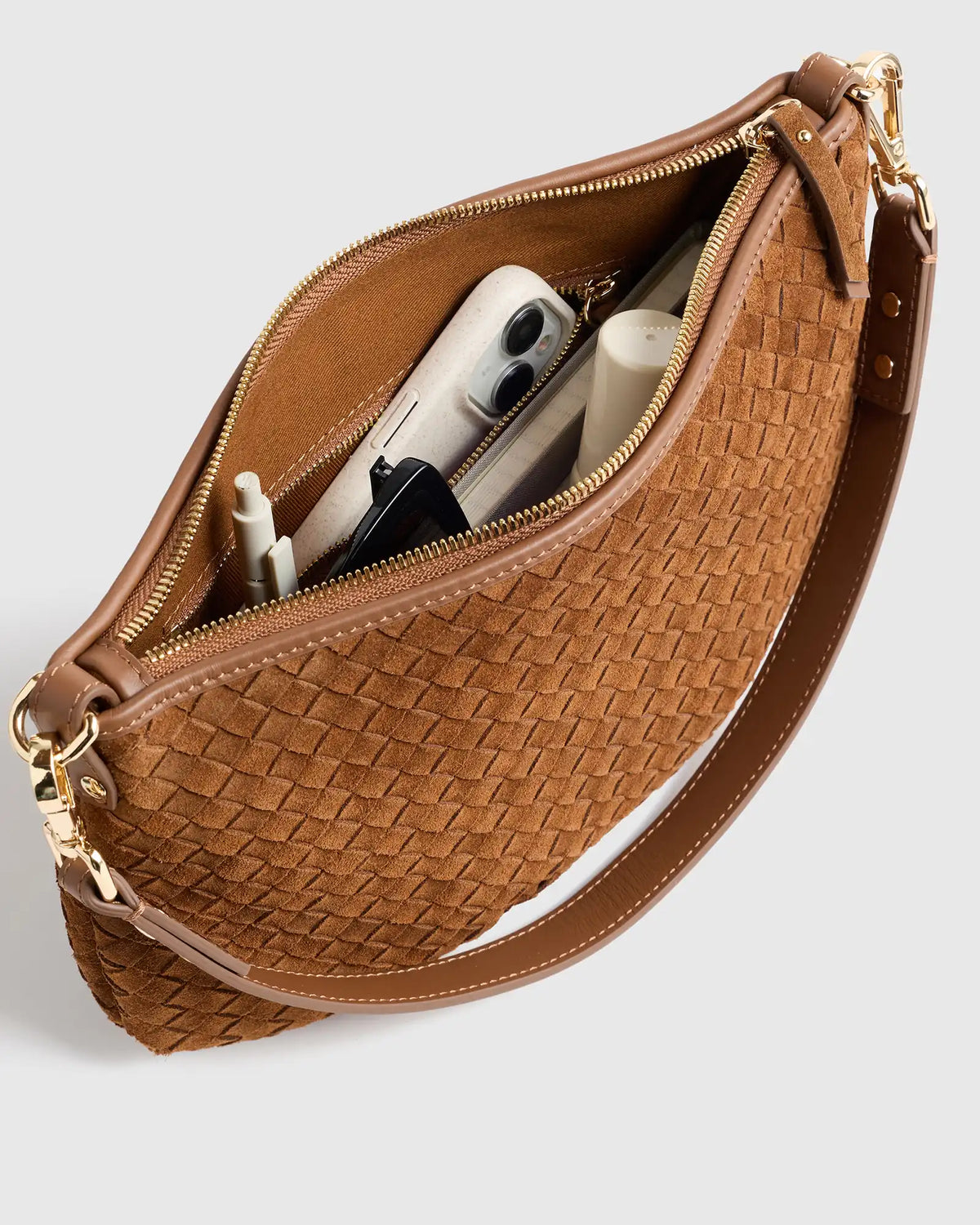 Sloane Suede Handwoven Mini Shoulder Bag