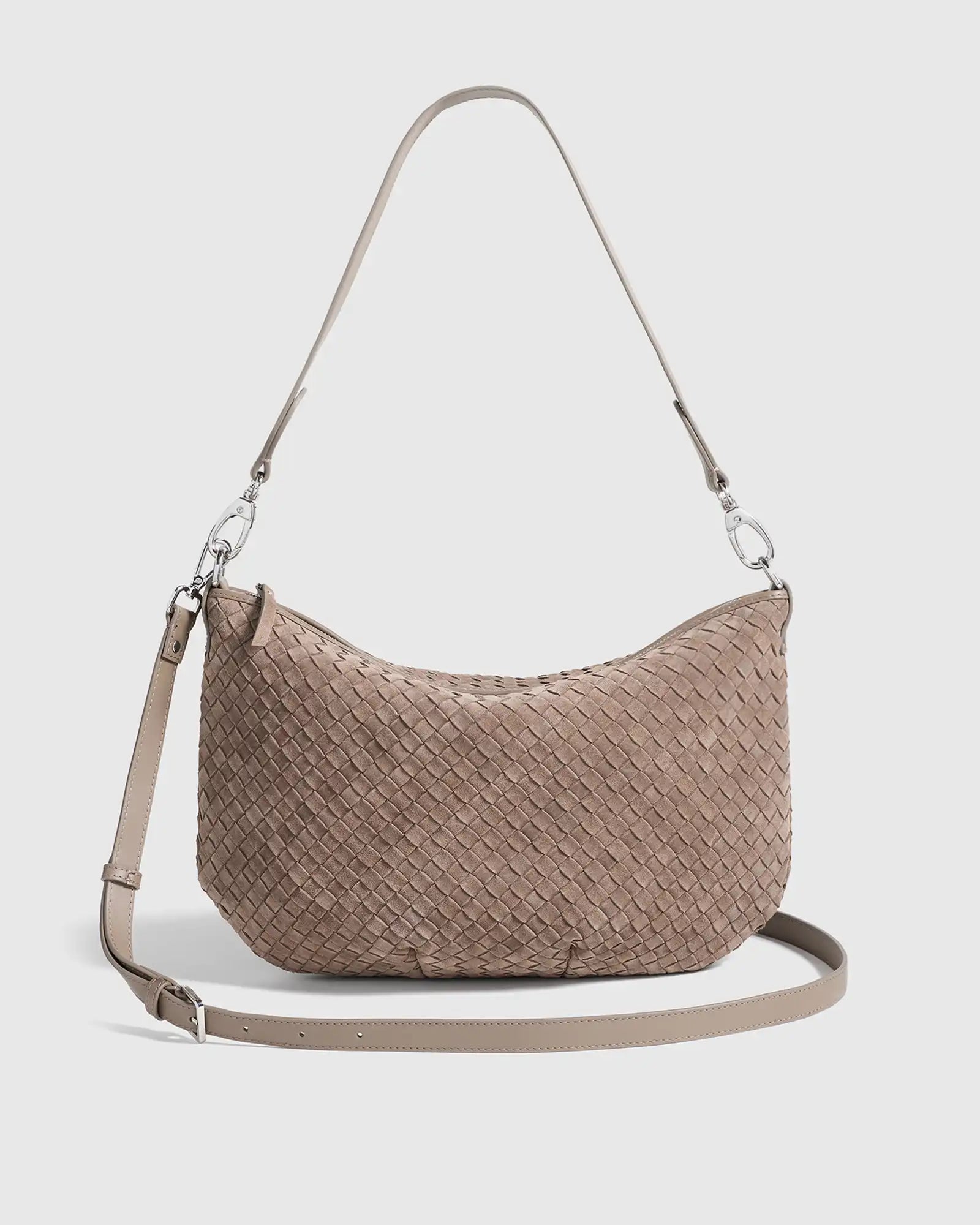 Sloane Suede Handwoven Shoulder Bag