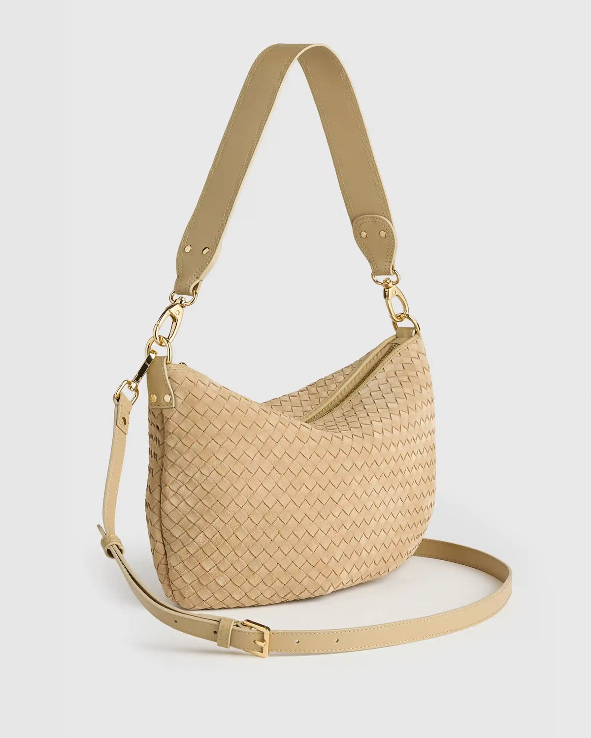 Sloane Suede Handwoven Shoulder Bag