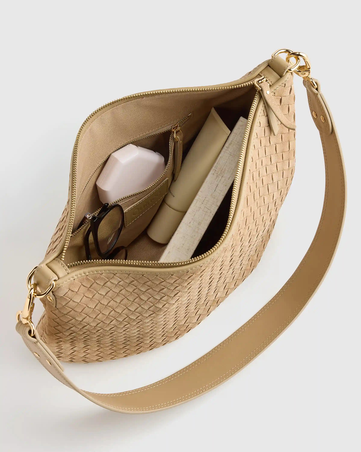 Sloane Suede Handwoven Shoulder Bag