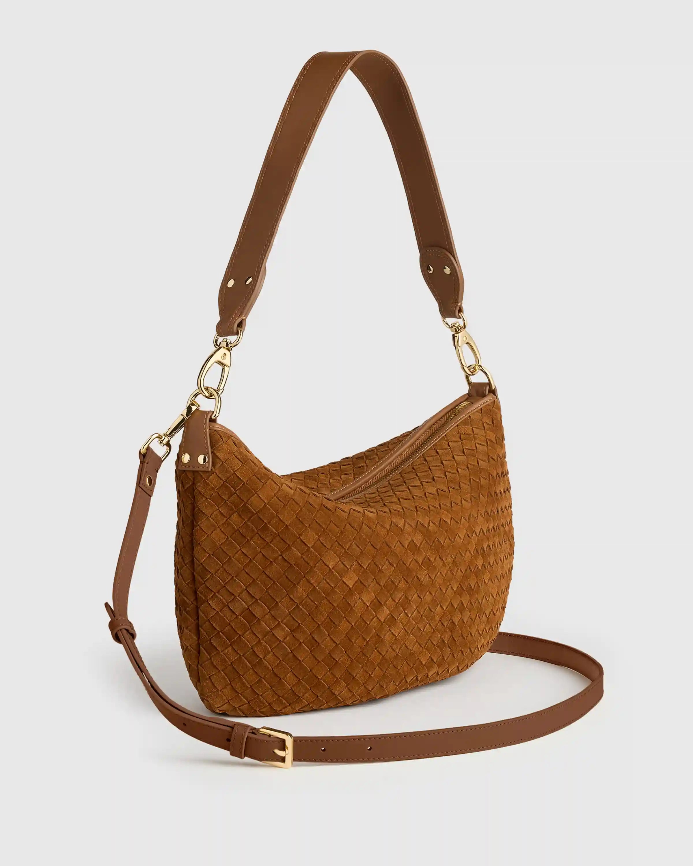 Sloane Suede Handwoven Shoulder Bag