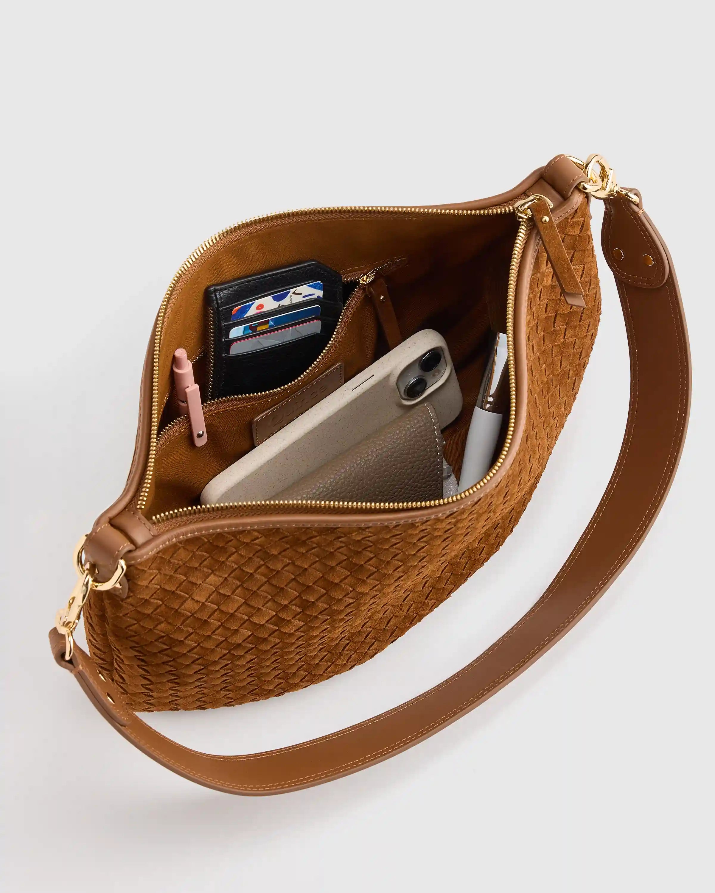 Sloane Suede Handwoven Shoulder Bag