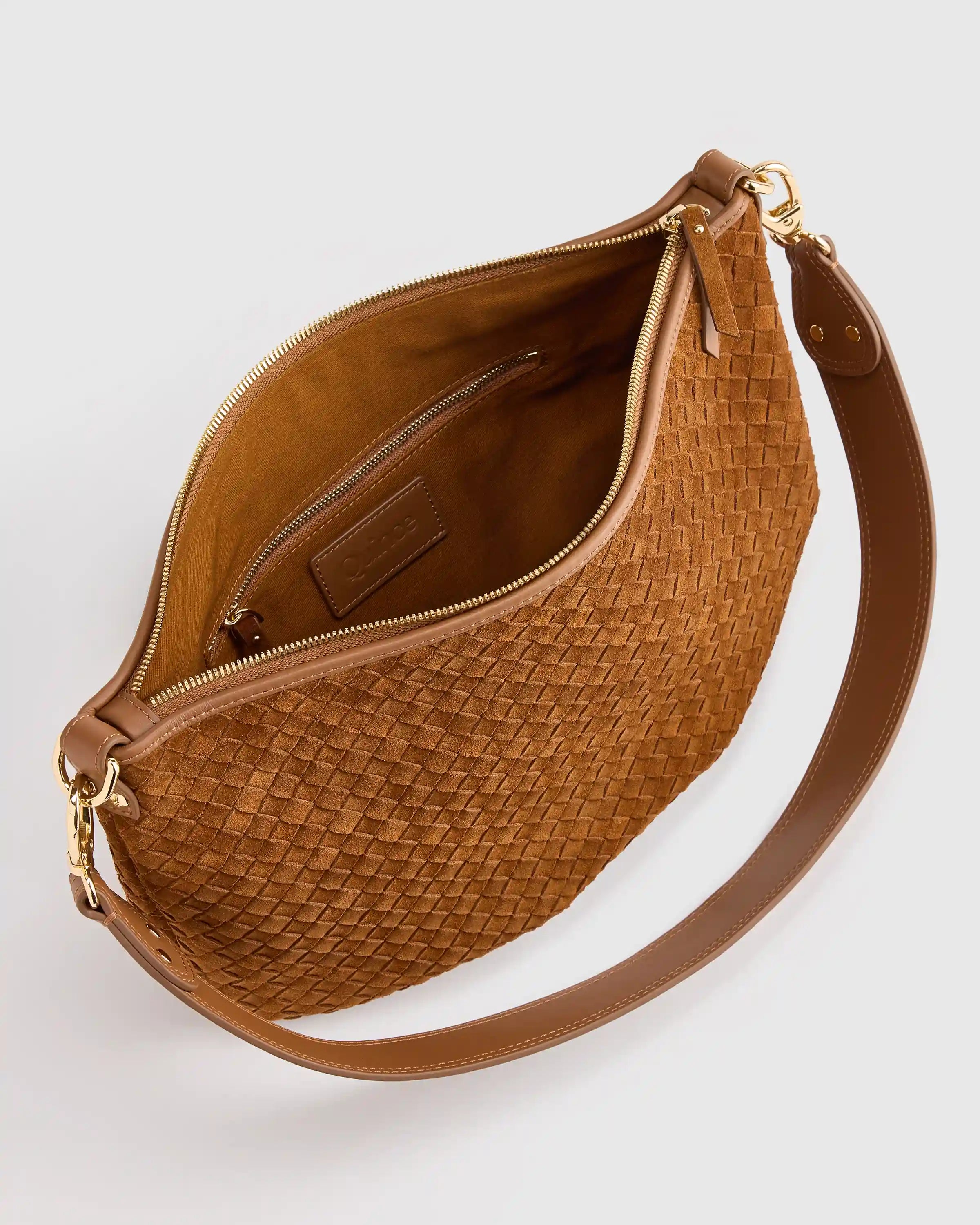 Sloane Suede Handwoven Shoulder Bag