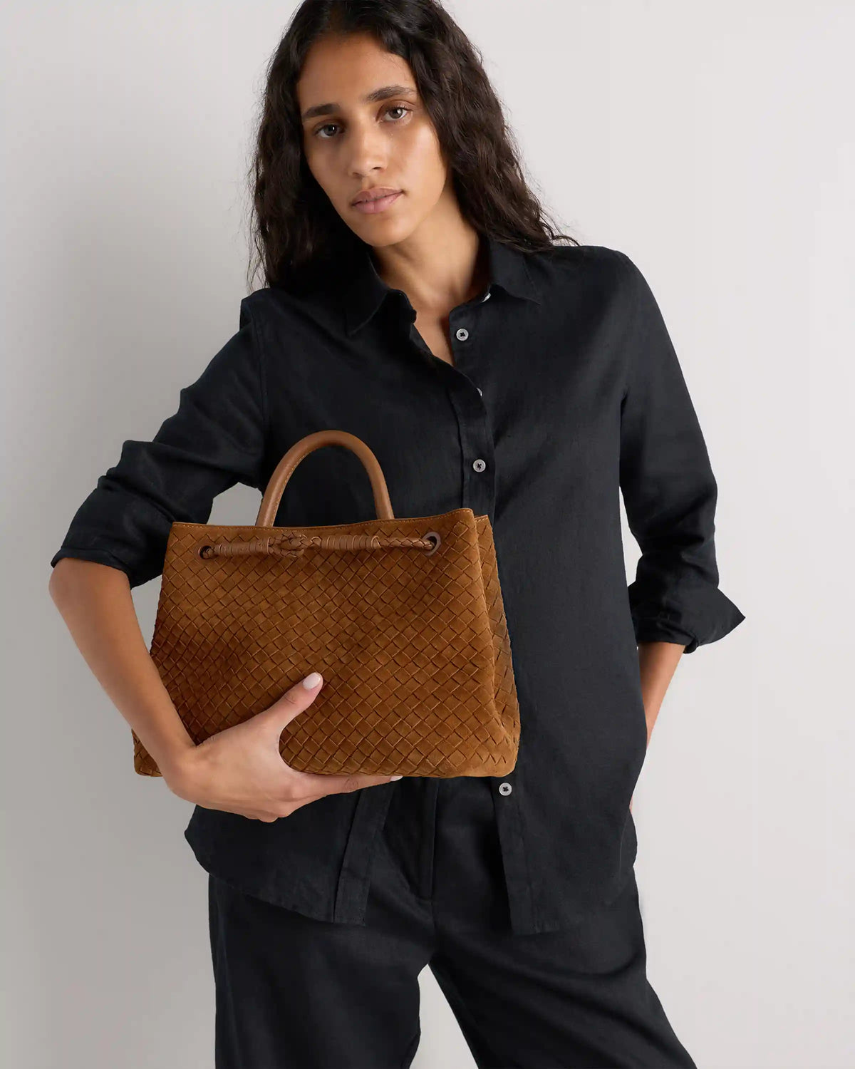 Romy Suede Handwoven Satchel